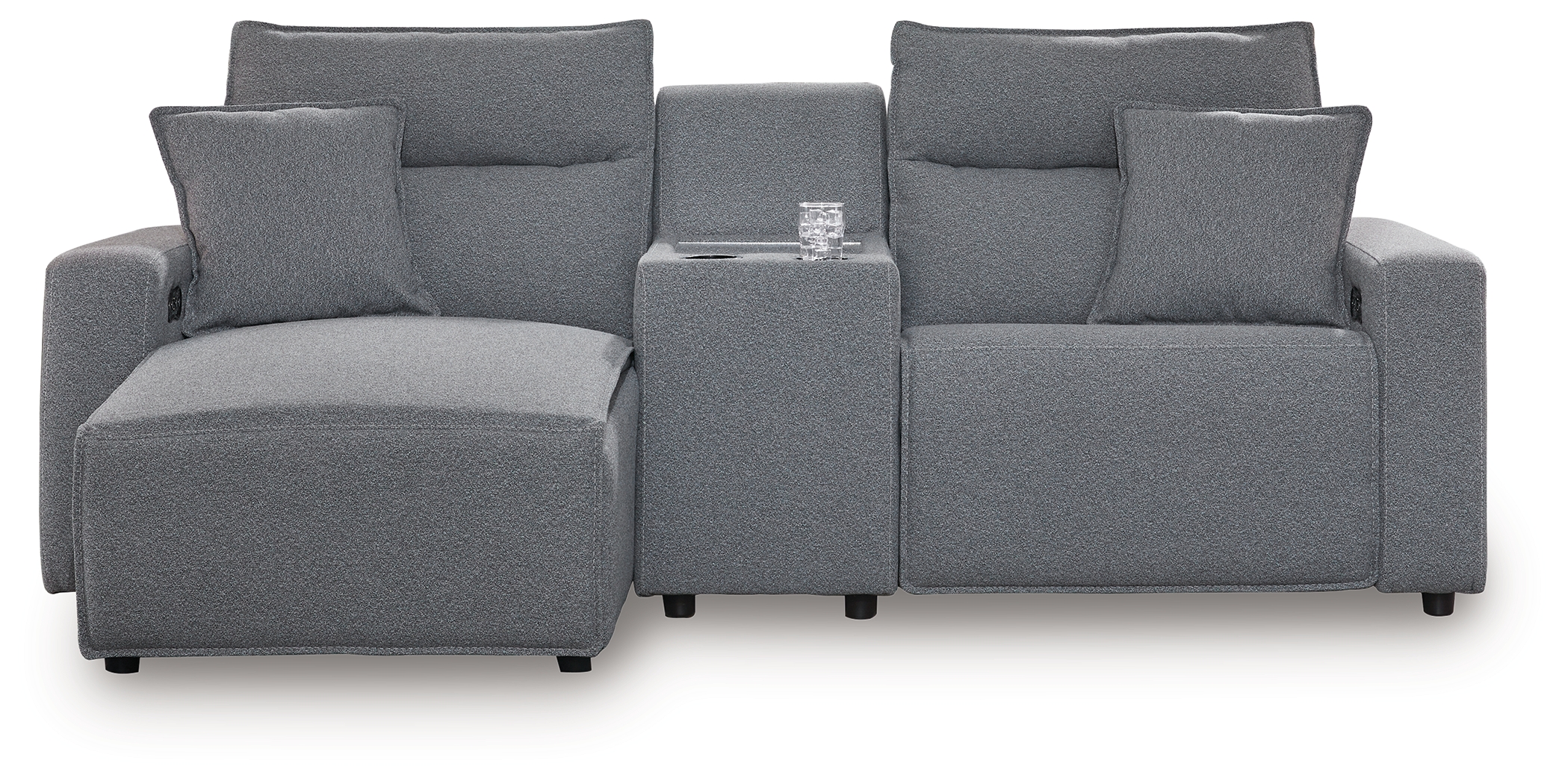 ModMax II - 3-Piece Power Reclining Sectional With LAF Chaise And Storage Console - Salt And Pepper