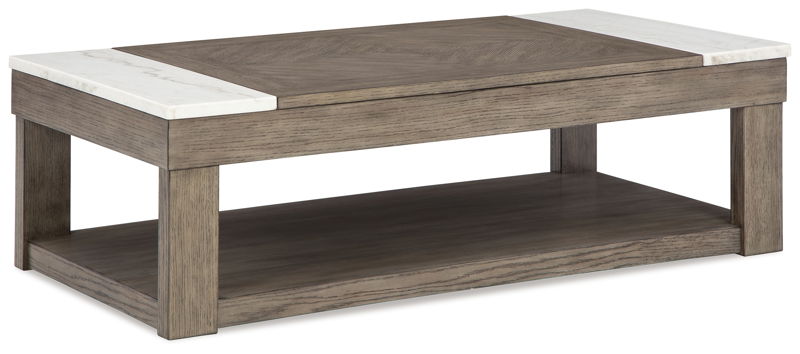 Loyaska - Lift Top Cocktail Table - Grayish Brown / White