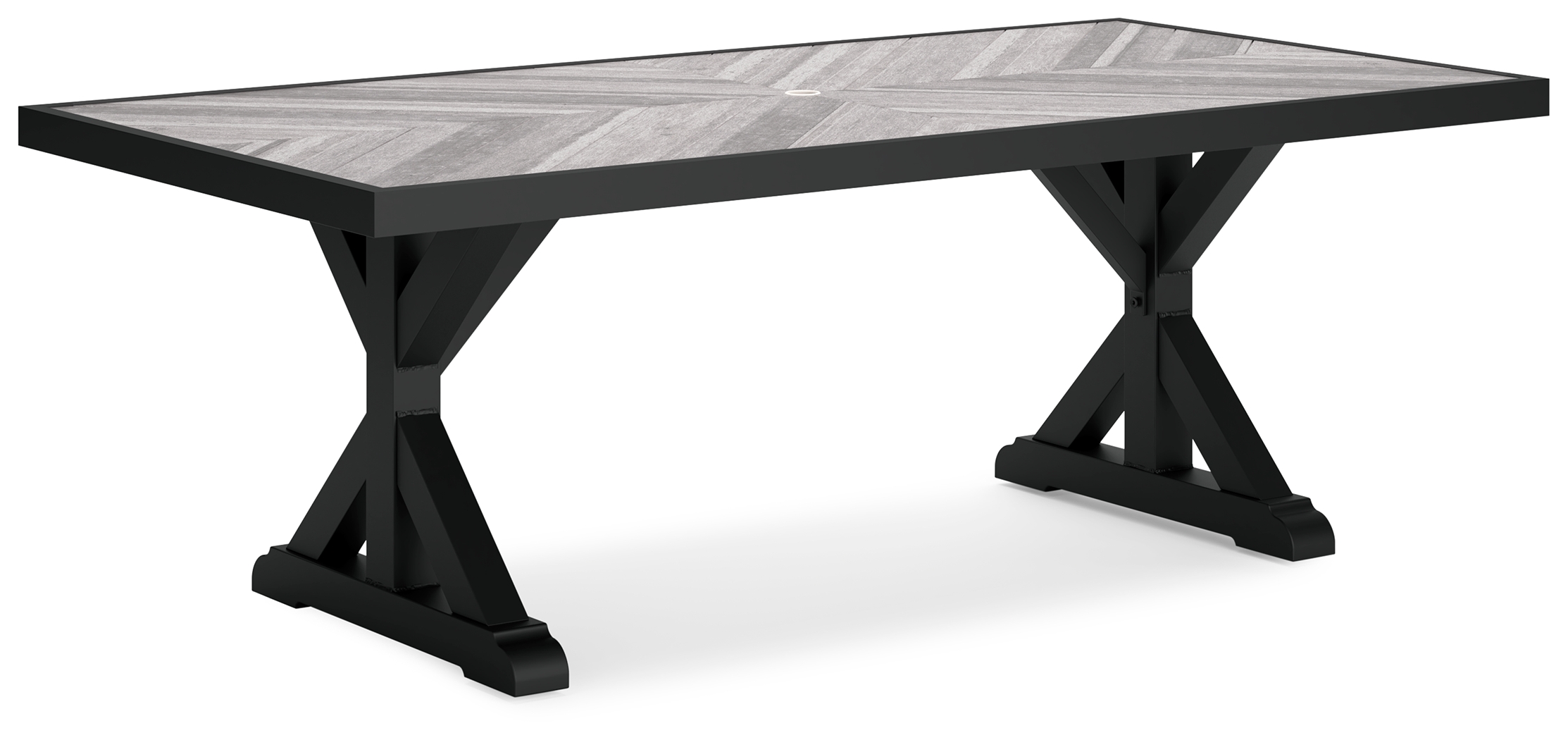 Beachcroft - Rectangular Dining Table With Umb Opt - Black / Light Gray