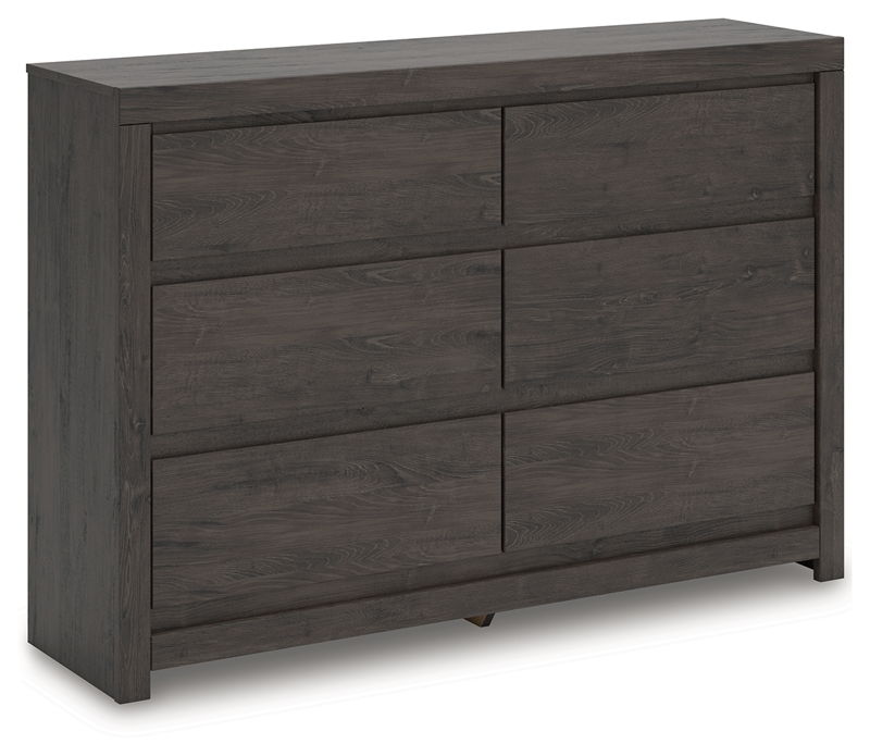 Fraluna - Six Drawer Dresser - Charcoal