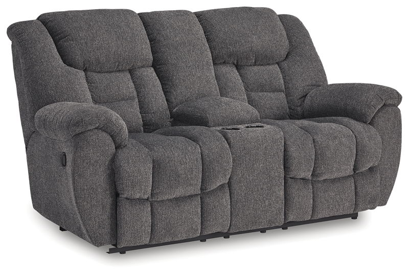 Foreside - Dbl Reclining Loveseat with Console - Charcoal