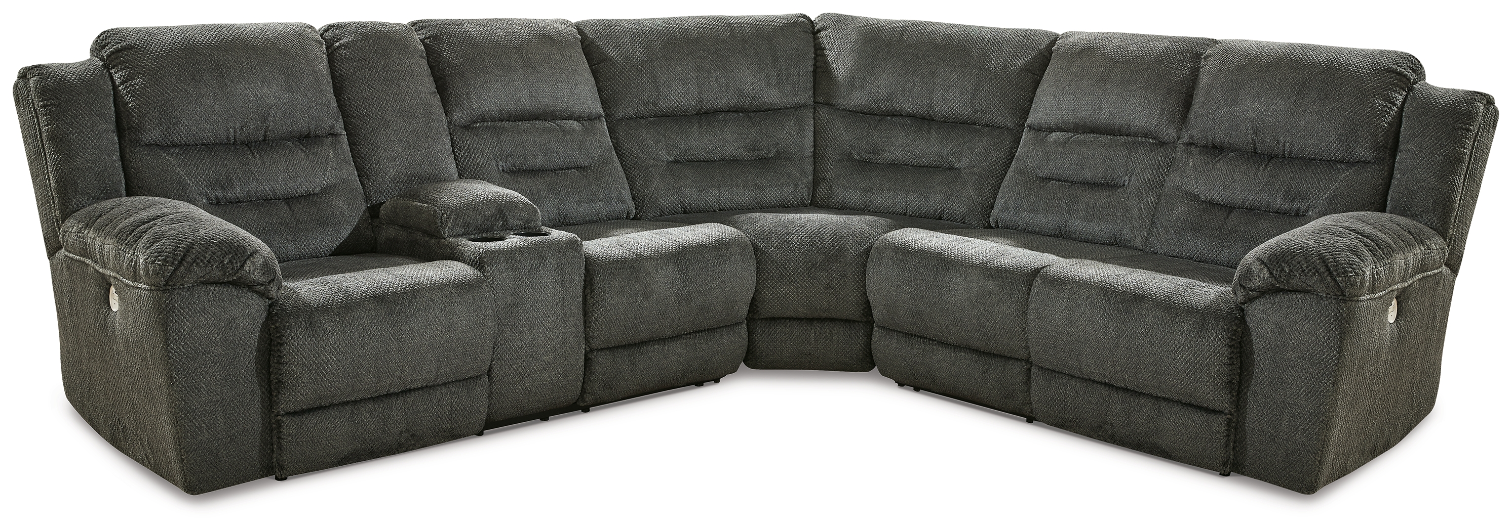 Nettington - 3-Piece Power Reclining Sectional With Laf Pwr Rec Loveseat W/Console - Smoke
