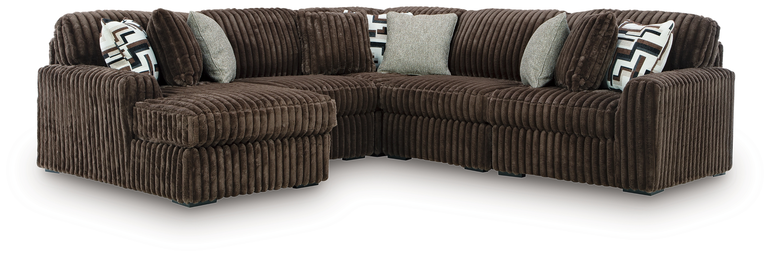 Midnight-Madness - 5-Piece Sectional With LAF Corner Chaise - Chocolate