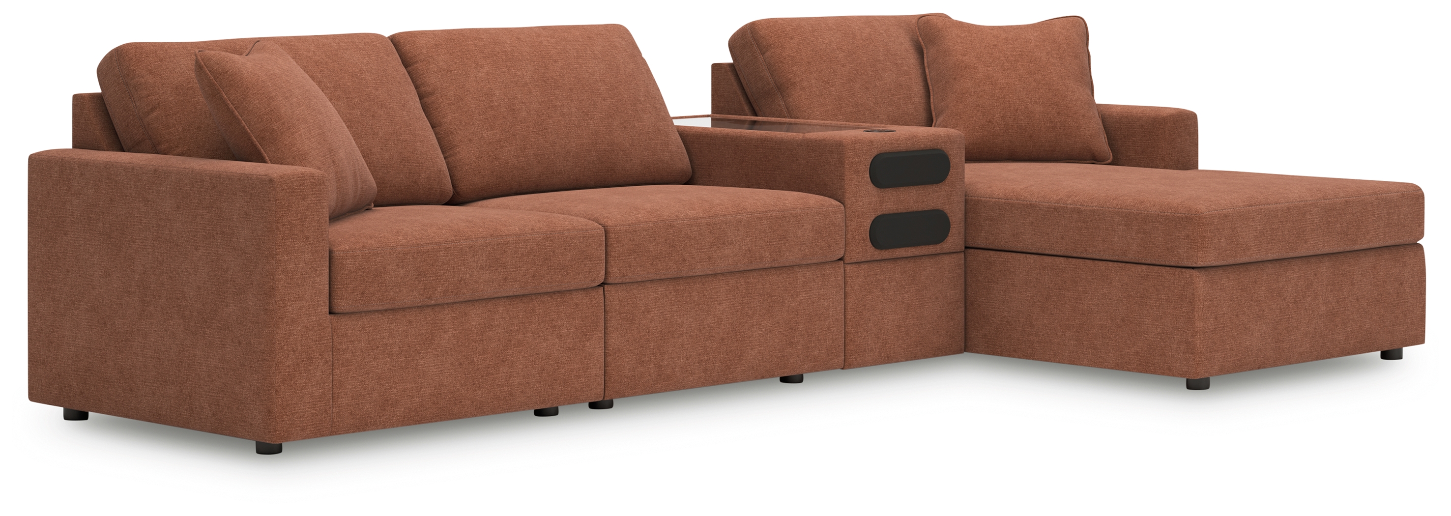 Modmax - 4-Piece Sectional With Raf Corner Chaise And Audio System Console - Spice