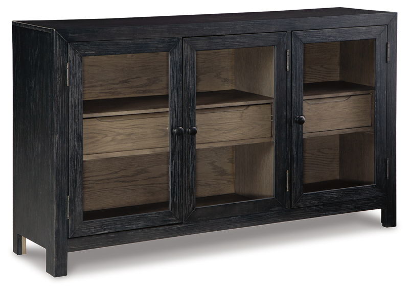 Lenston - Accent Cabinet with 3 Doors - Black / Gray
