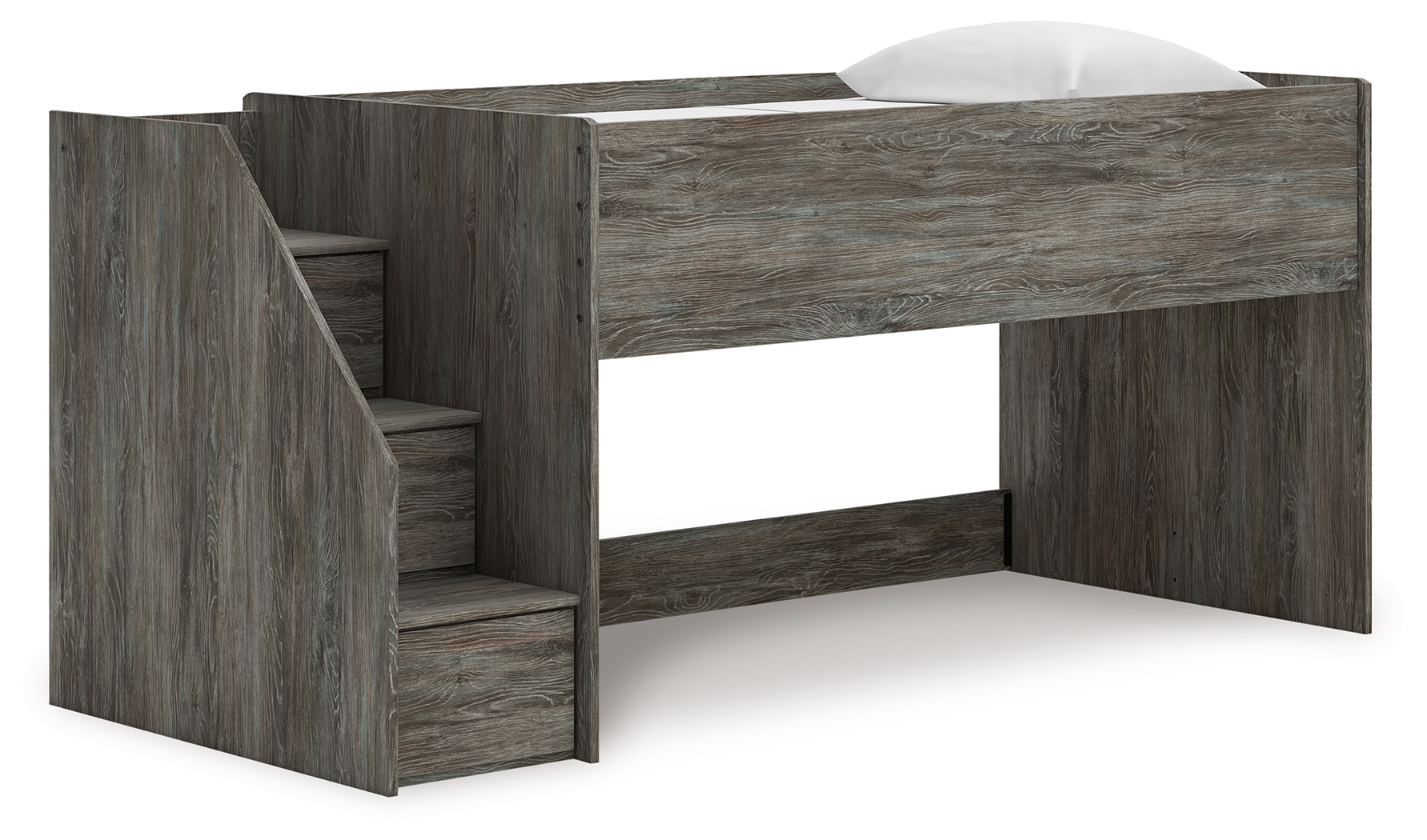 Frandern - Twin Loft Bed With Left Storage Steps - Gray