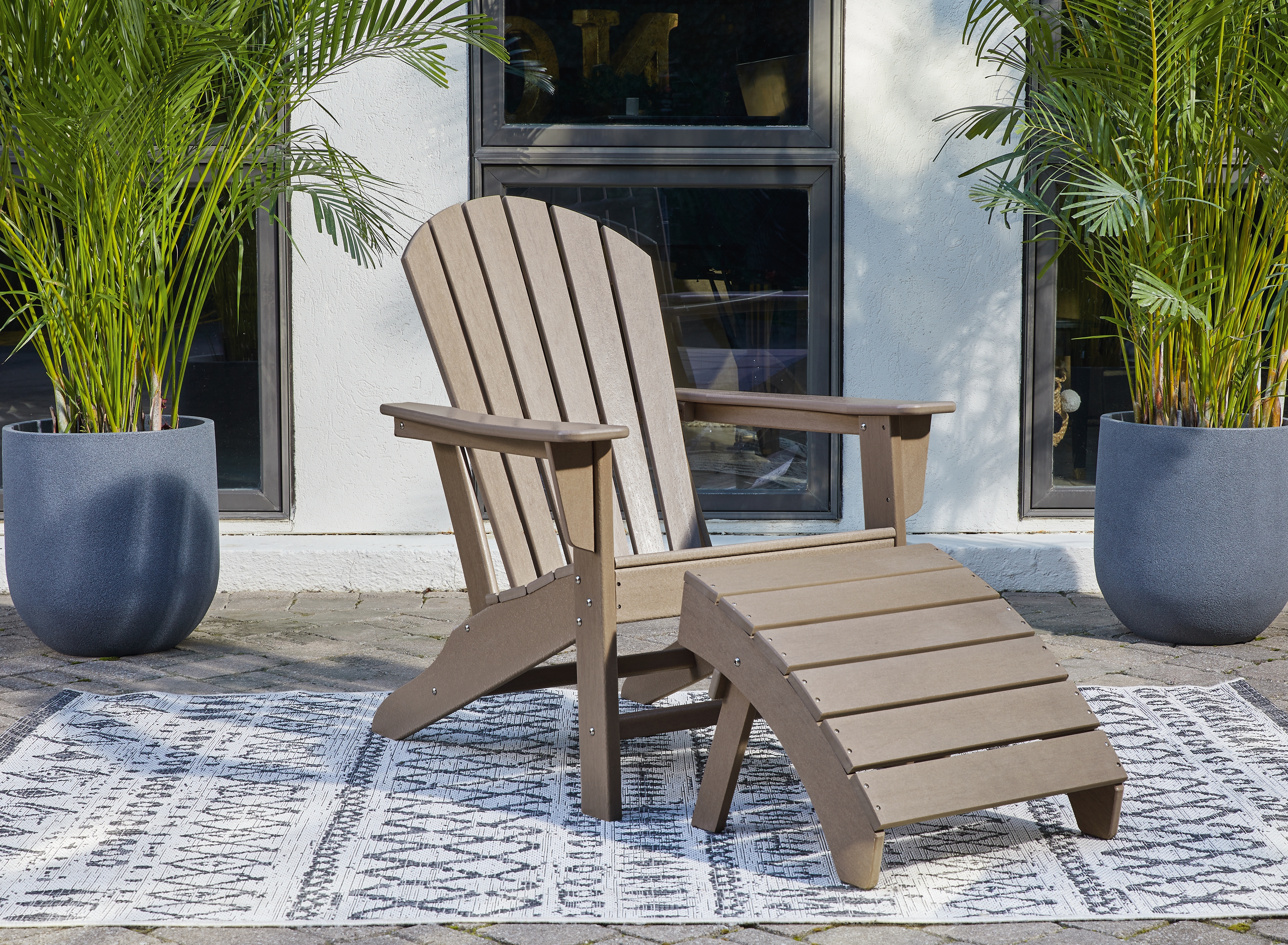 Sundown Treasure - 2 Pc. - Adirondack Chair And Ottoman - Driftwood