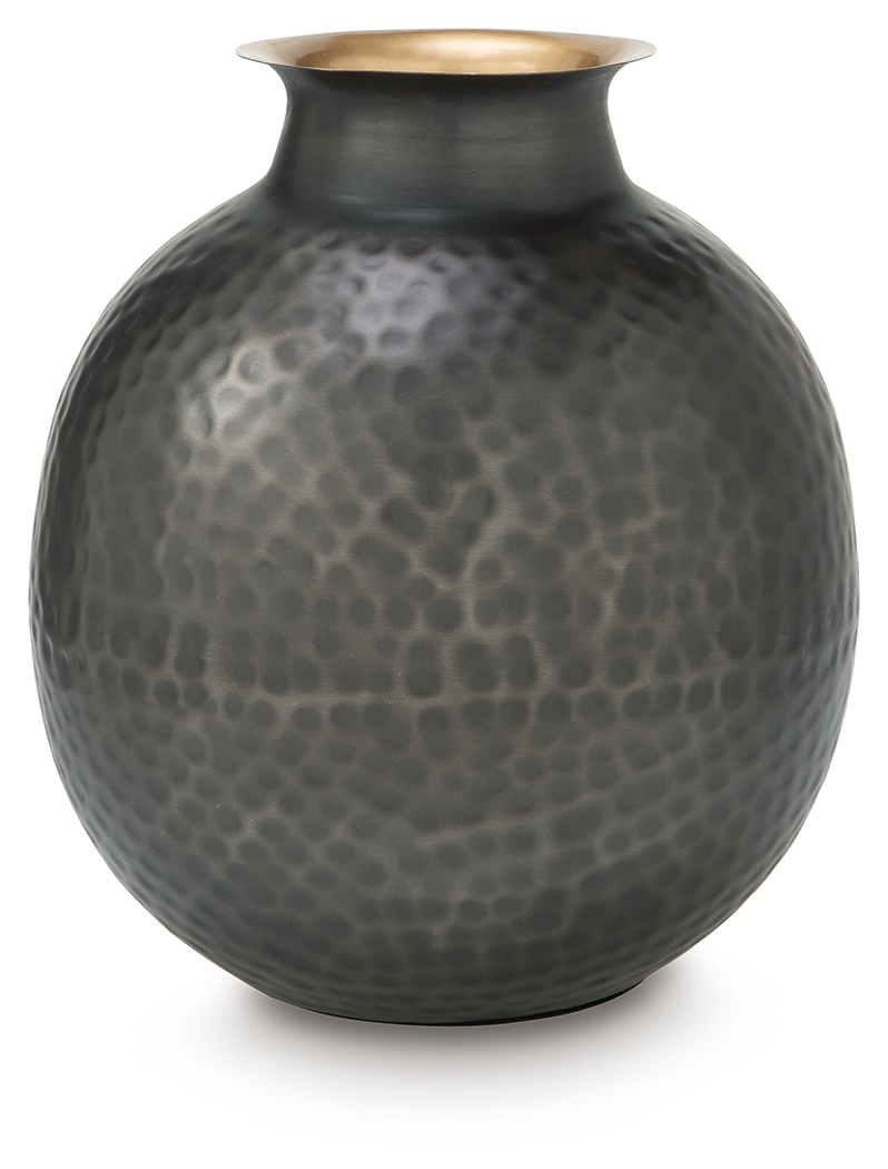 Woody - Vase - 12" - Pewter / Gold Finish
