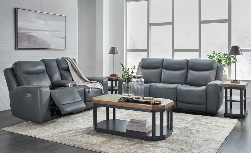 Mindanao - 2 Pc. - Power Reclining Sofa, Power Reclining Loveseat with Console - Steel