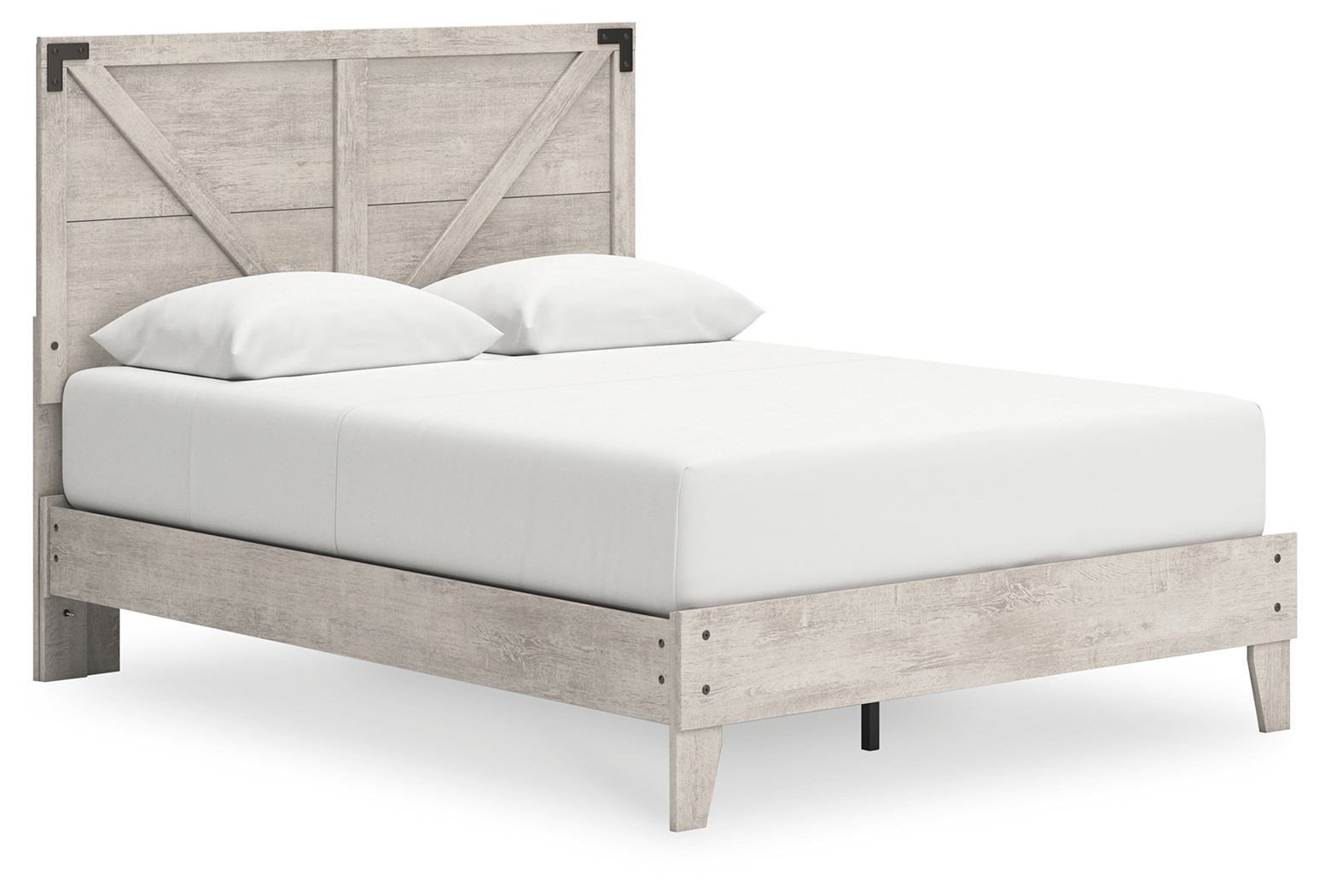 Shawburn - Queen Platform Bed With Crossbuck Panel Headboard - Gray