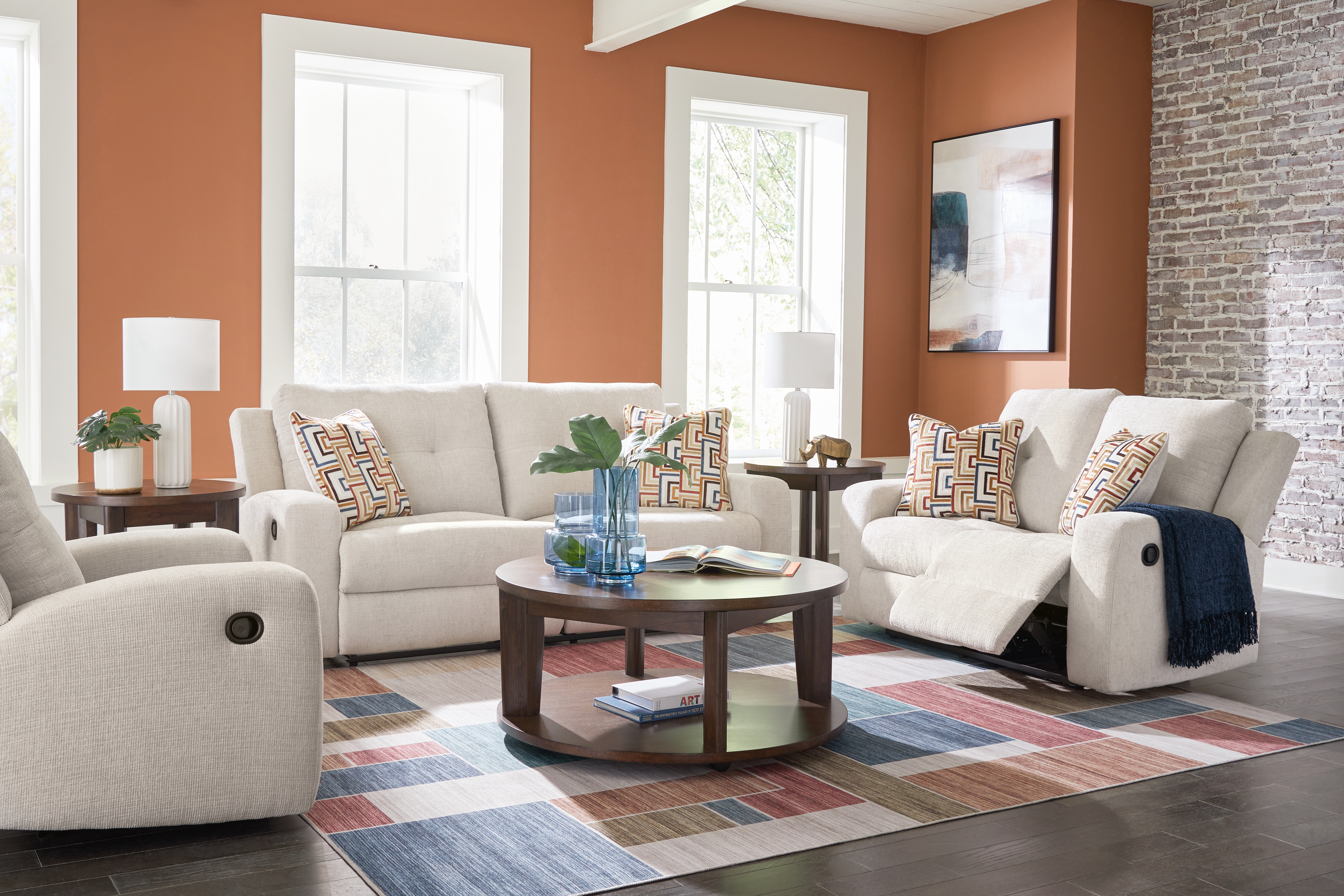 Danum - 3 Pc. - Reclining Sofa, Reclining Loveseat, Recliner - Stone