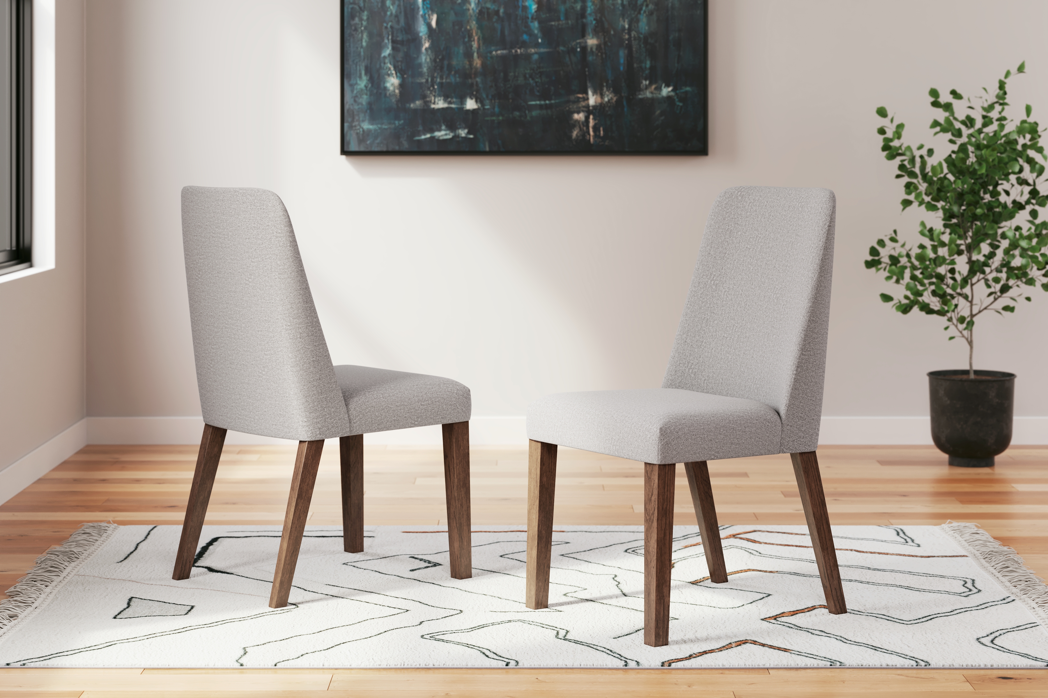 Lyncott - Dining Uph Side Chair (Set of 2) - Light Gray / Brown
