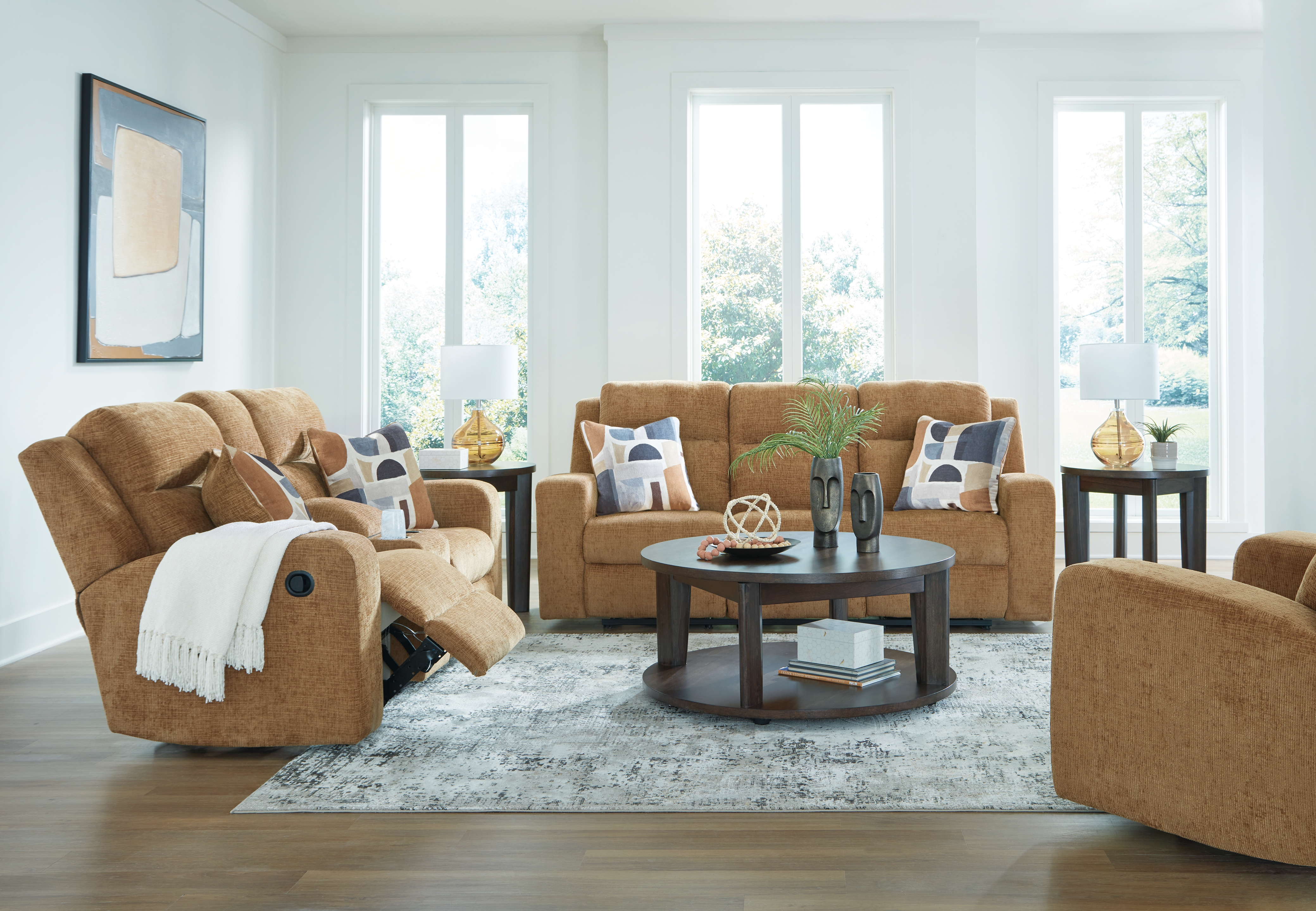Kanlow - 3 Pc. - Reclining Sofa, Reclining Loveseat With Console, Rocker Recliner - Honey