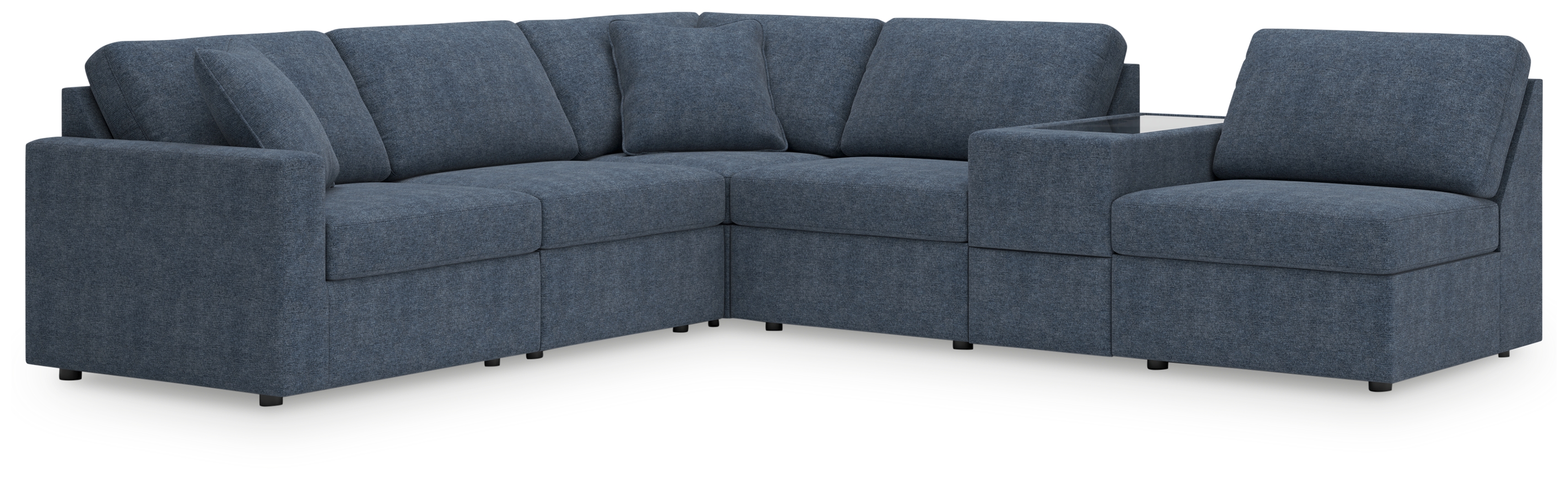 Modmax - 6-Piece Sectional With Storage Console And 3 Armless Chairs - Ink
