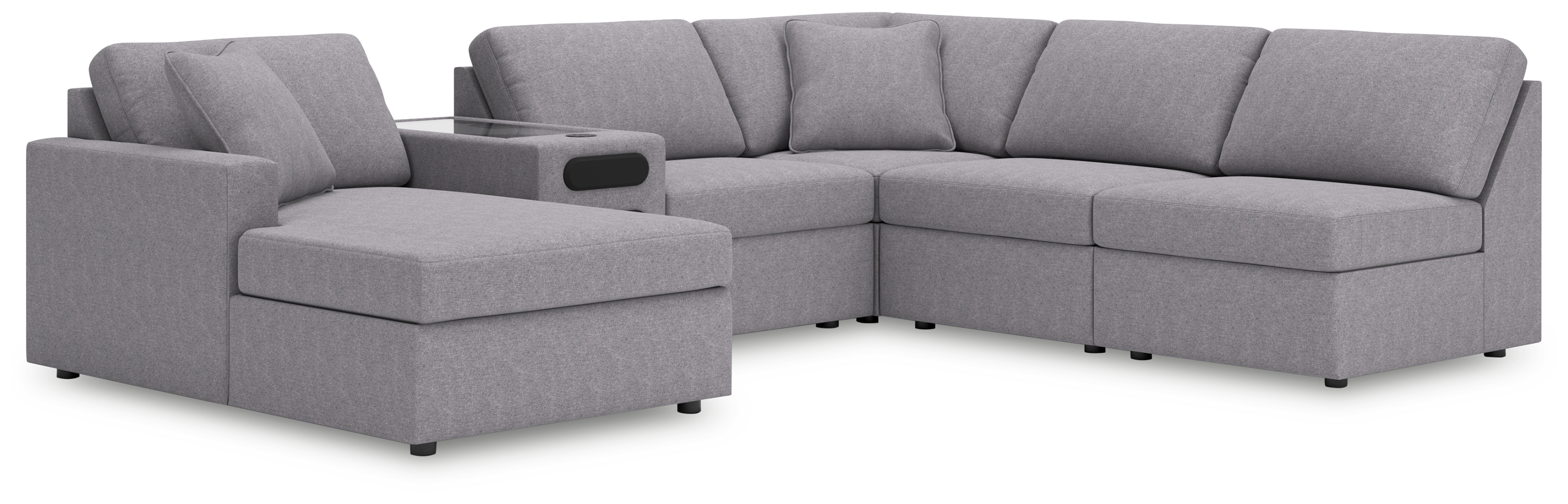 Modmax - 6-Piece Sectional With Laf Corner Chaise And Audio System Console - Granite
