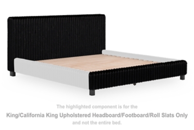Zuraleus - King/California King Upholstered Headboard/Footboard/Roll Slats - Black