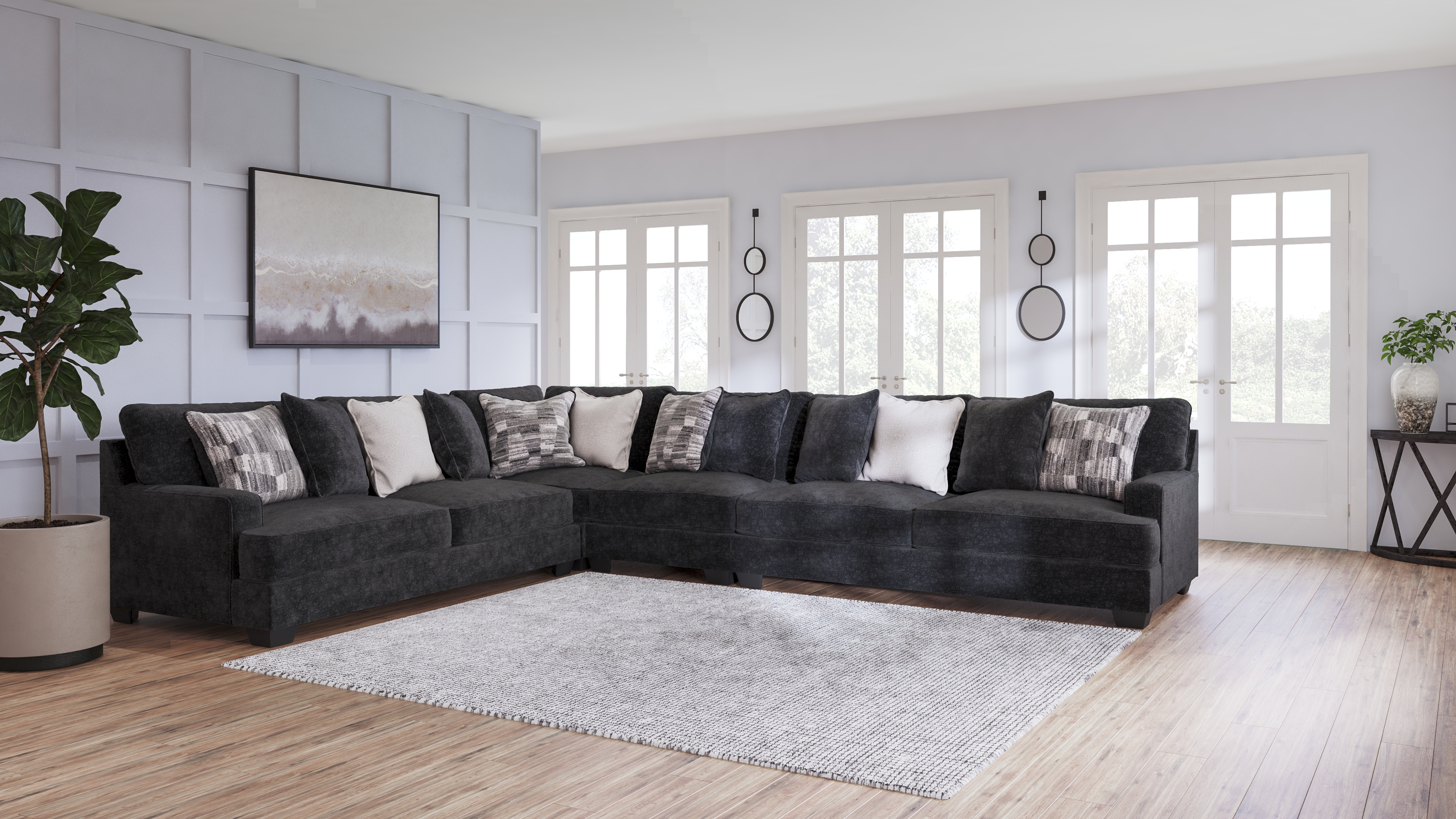 Lavernett - Corner Sofa 4 Pc Sectional - Charcoal