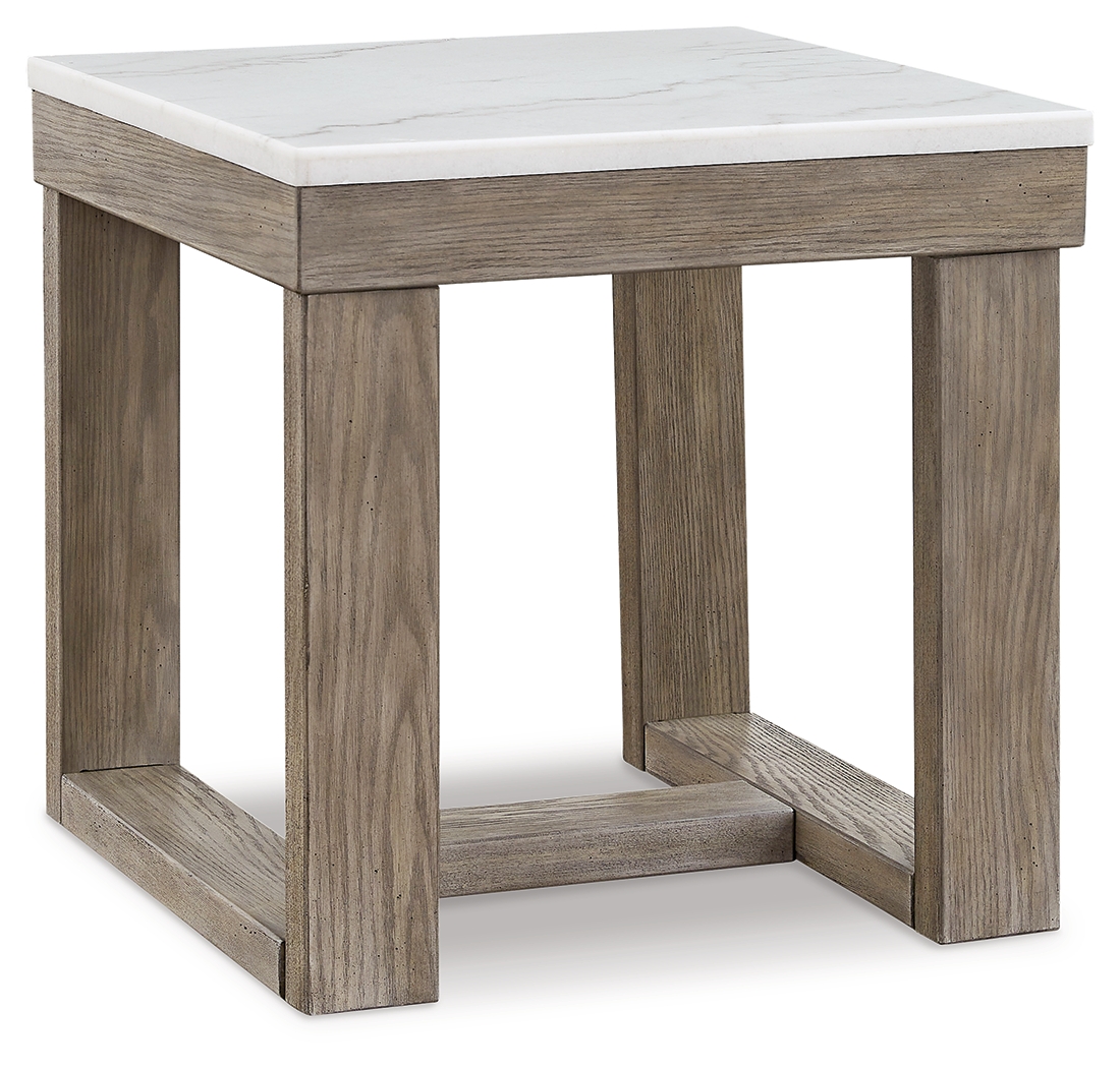 Loyaska - Square End Table - Brown / Ivory