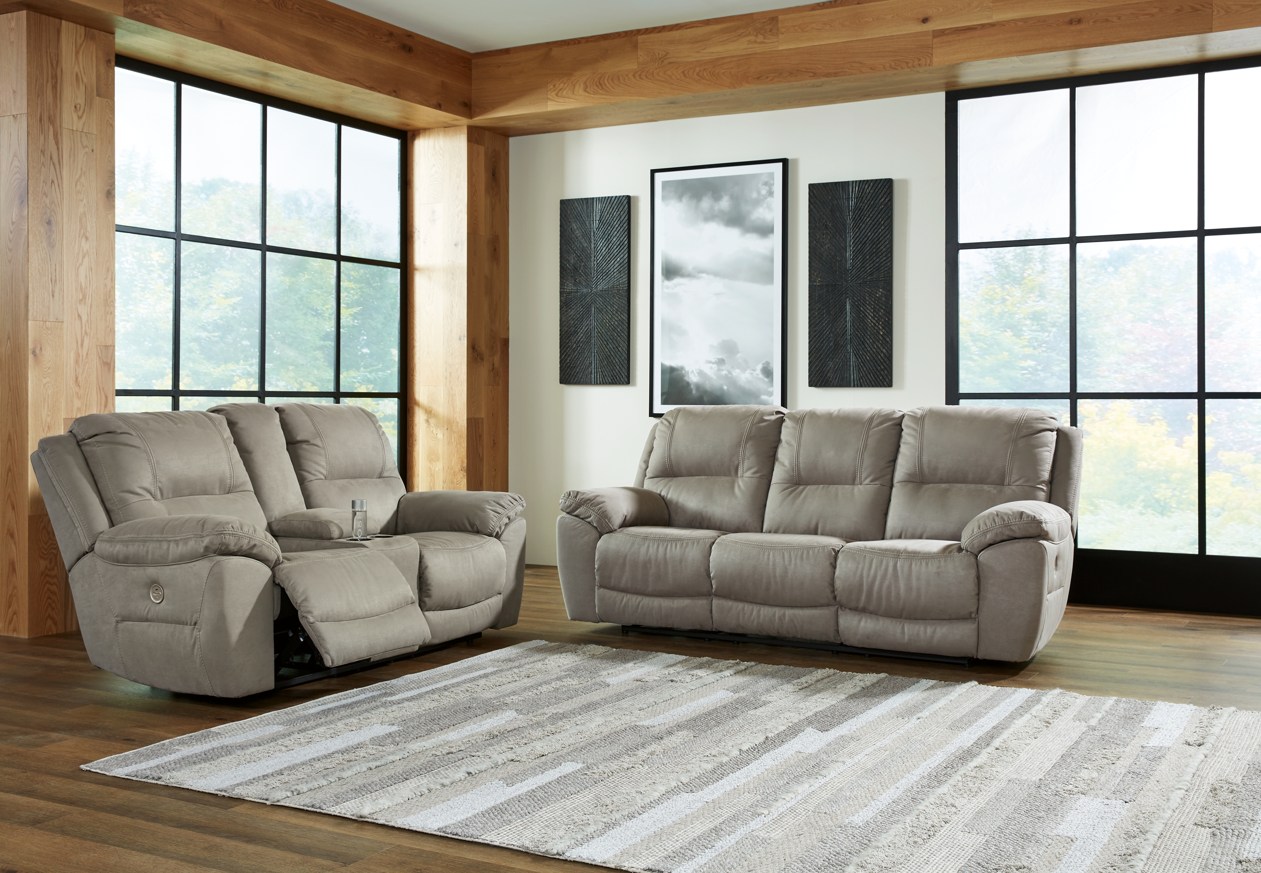 Next-Gen Gaucho - 2 Pc. - Reclining Power Sofa, Loveseat - Putty