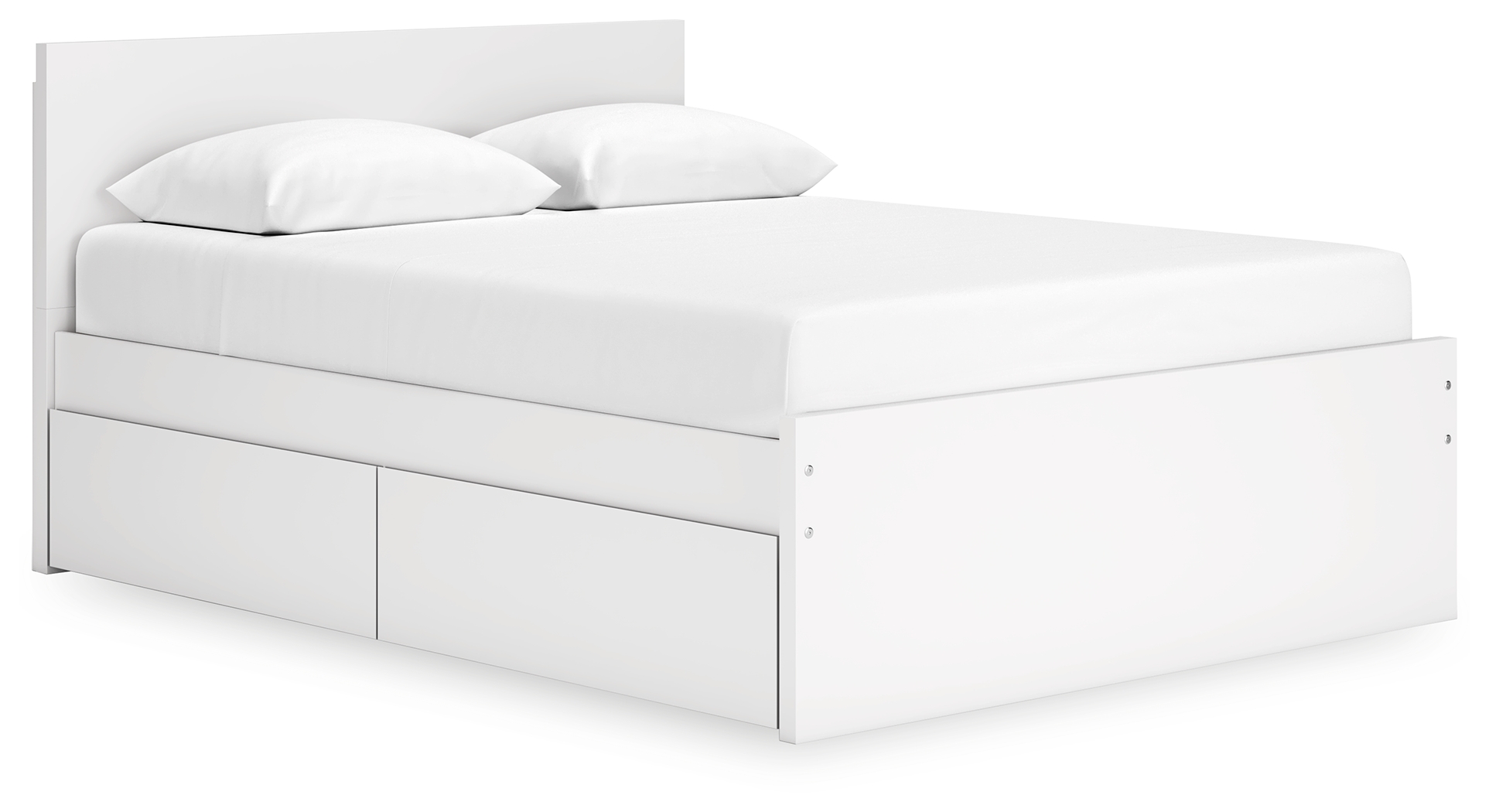 Onita - Queen Panel Platform Bed With 1 Side Storage - White