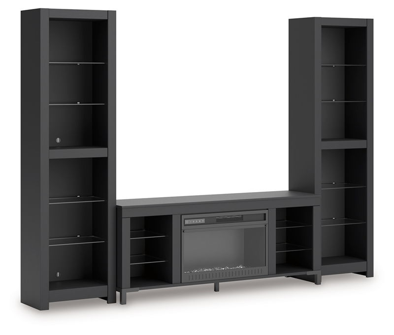 Cayberry - 3-Piece Entertainment Center With Electric Fireplace - Black
