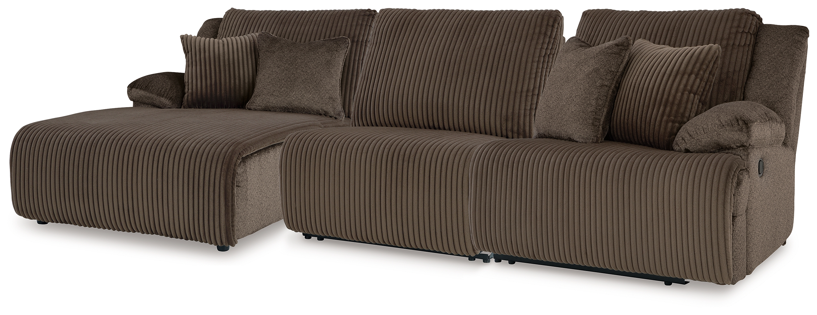 Top Tier - 3-Piece Reclining Sectional With Laf Press Back Chaise - Chocolate
