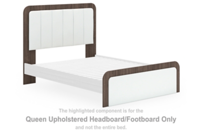 Kendanport - Queen Upholstered Headboard/Footboard - Brown / White