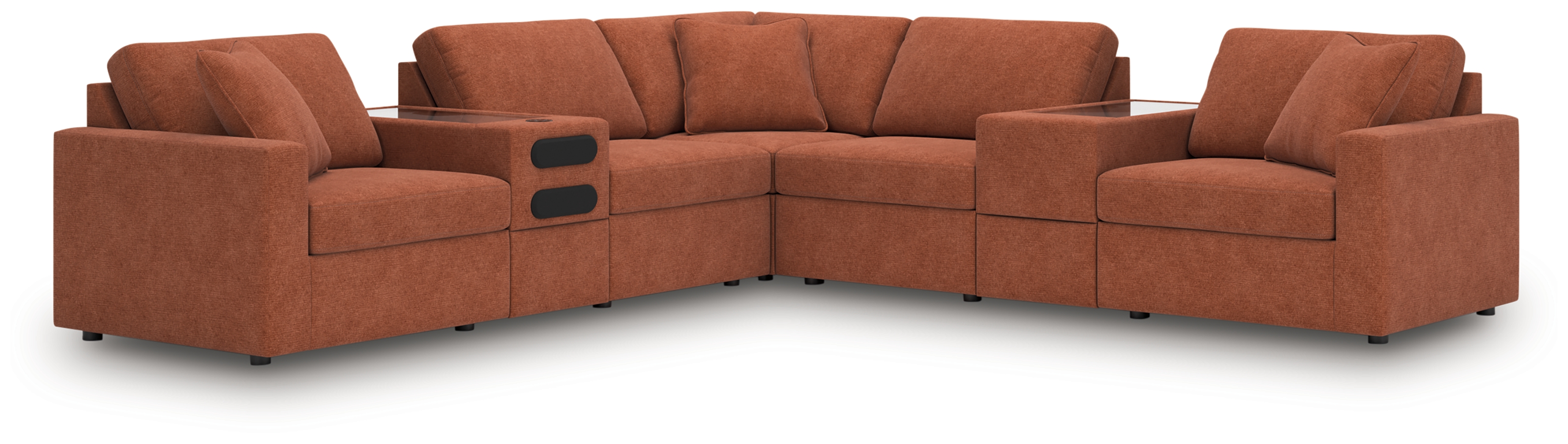 Modmax - 7-Piece Balanced Sectional With Audio And Storage Consoles - Spice