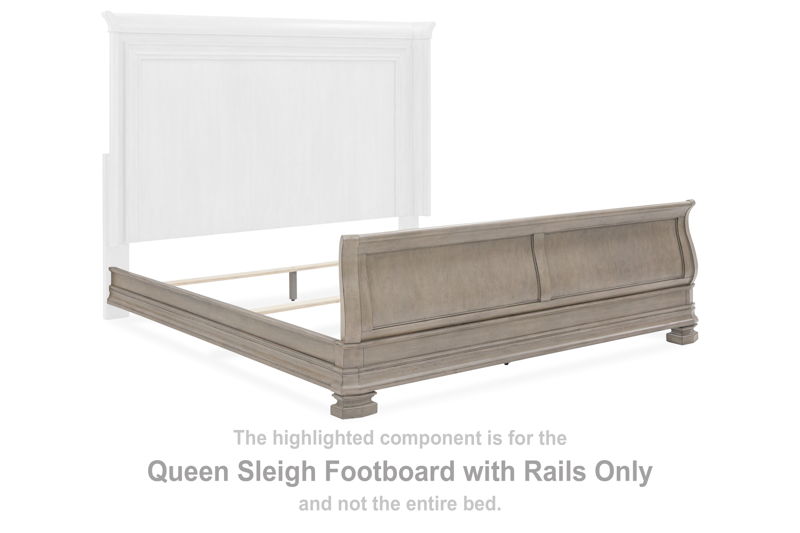 Lexorne - Queen Sleigh Footboard W/Rails - Gray