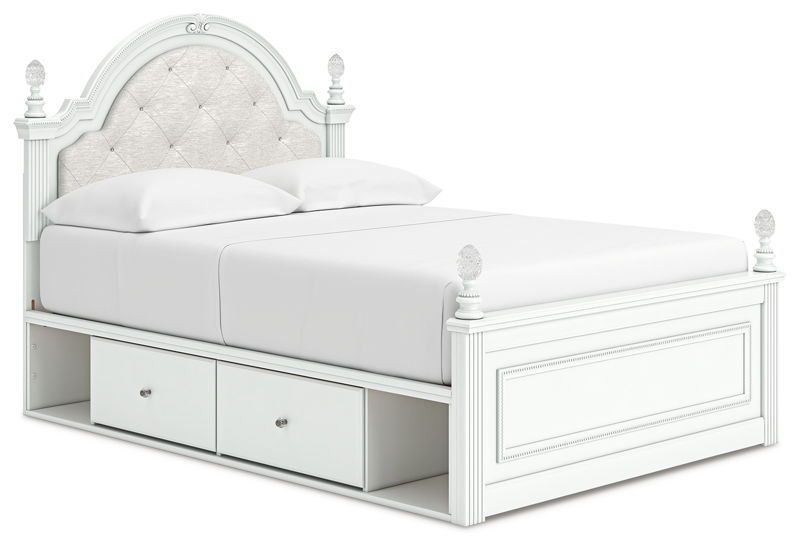 Kozlani - Full Upholstered Panel Storage Bed - White