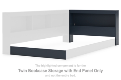 Simmenfort - Twin Bookcase Storage With End Panel - Navy Blue