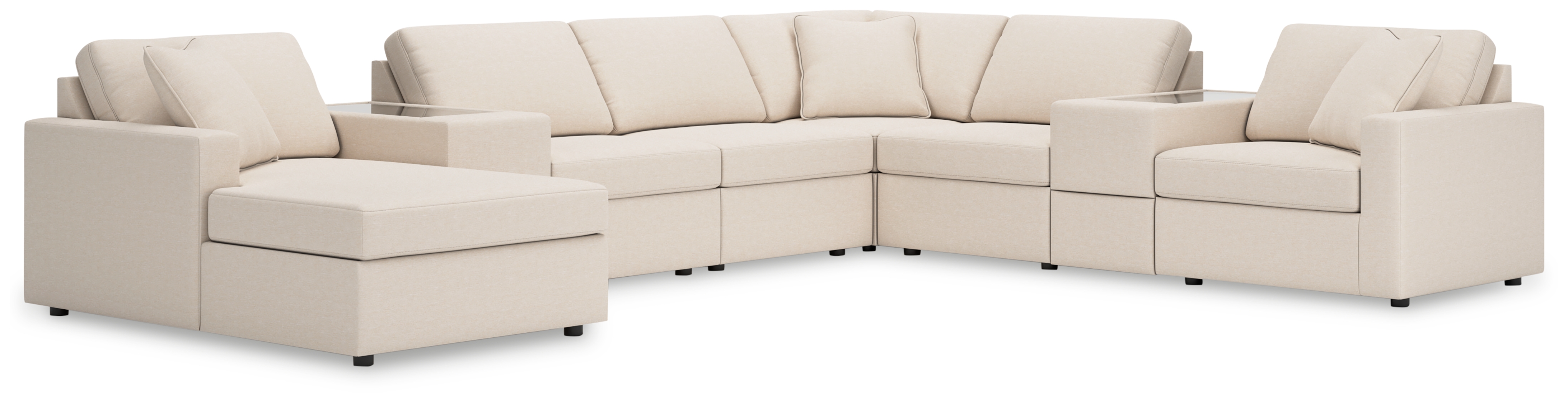 Modmax - 8-Piece Sectional With Laf Corner Chaise And Storage Consoles - Oyster