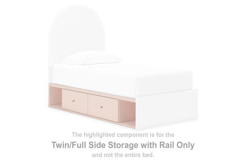 Wistenpine - Twin/Full Side Storage With Rail - Blush