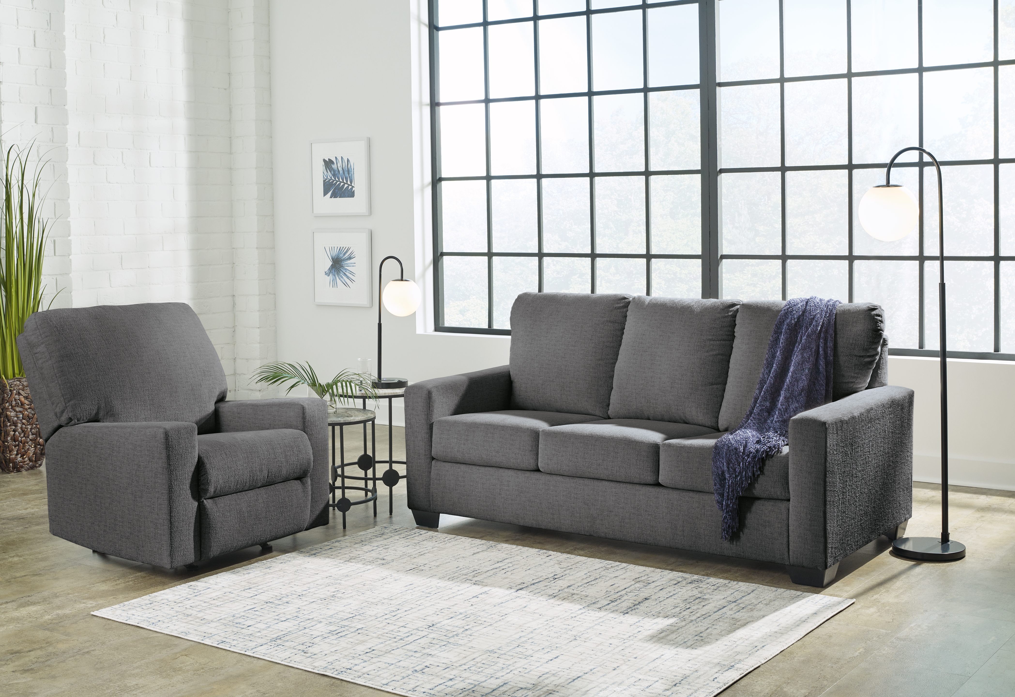 Rannis - 2 Pc. - Full Sofa Sleeper, Rocker Recliner - Pewter