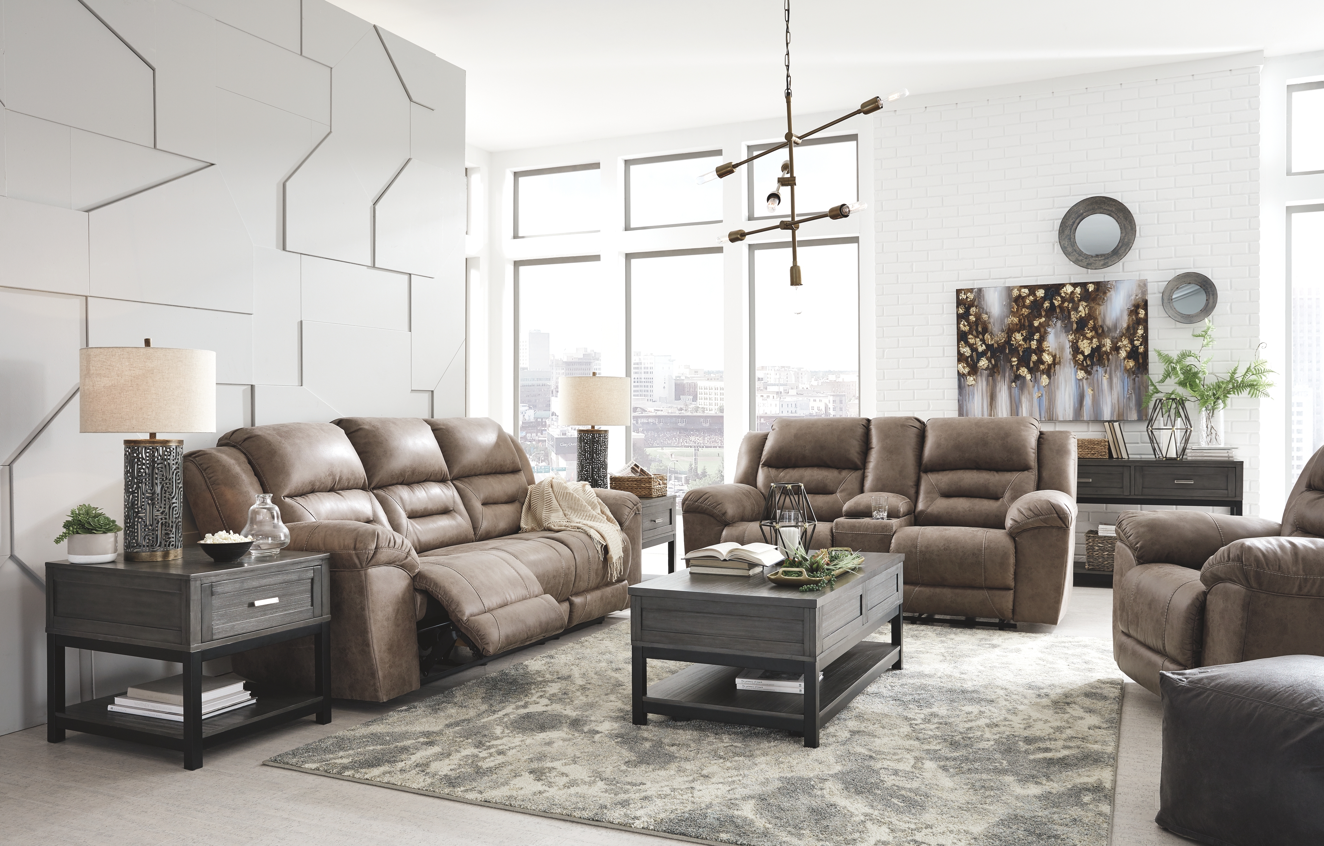 Stoneland - 3 Pc. - Power Sofa, Loveseat, Rocker Recliner - Fossil