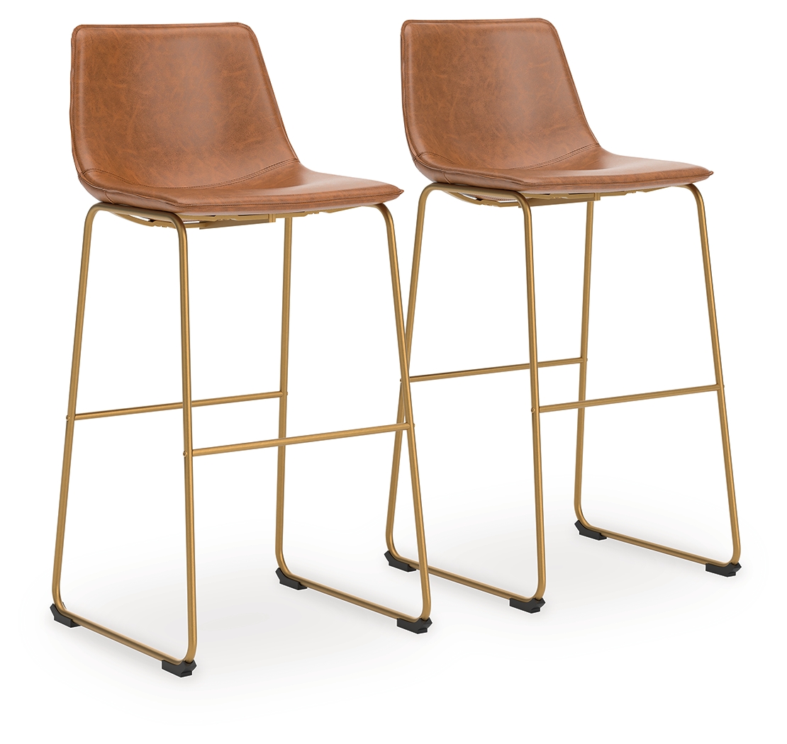 Ciabori - Tall Upholstered Barstool (Set of 2) - Brown / Gold