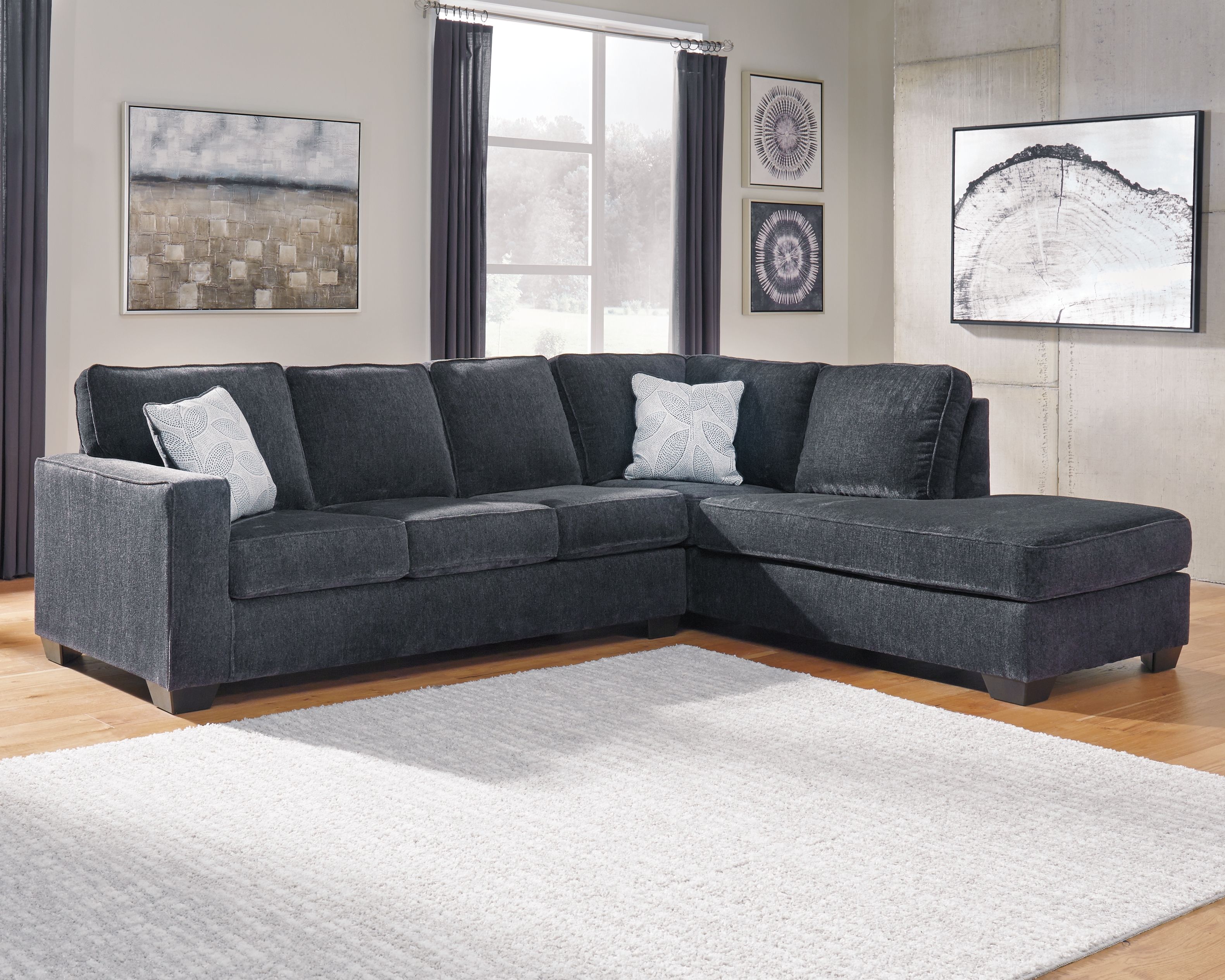 Altari - Right Arm Facing Corner Chaise With Sleeper 2 Pc Sectional - Slate