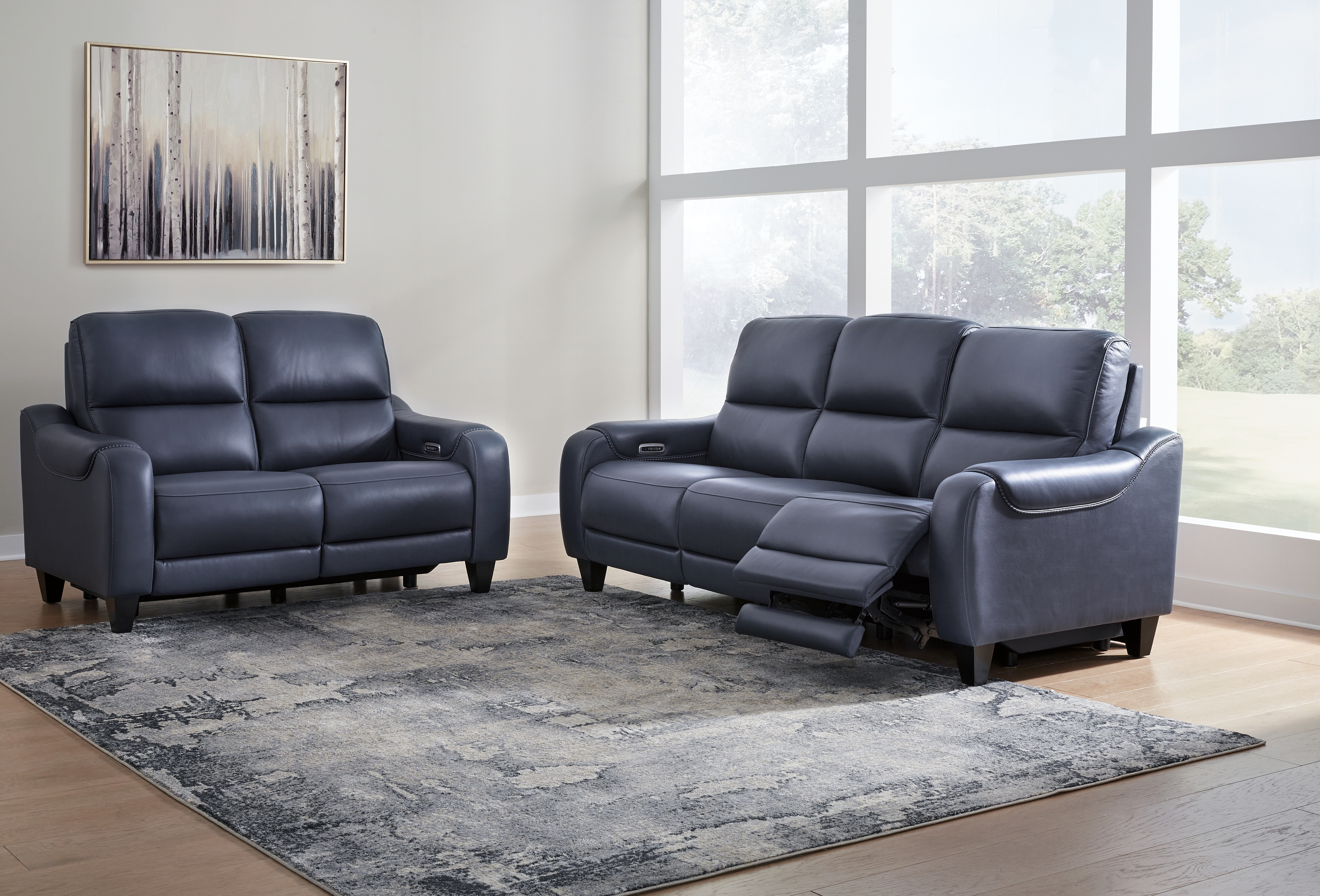 Mercomatic - 2 Pc. - Power Reclining Sofa, Power Reclining Loveseat - Ocean