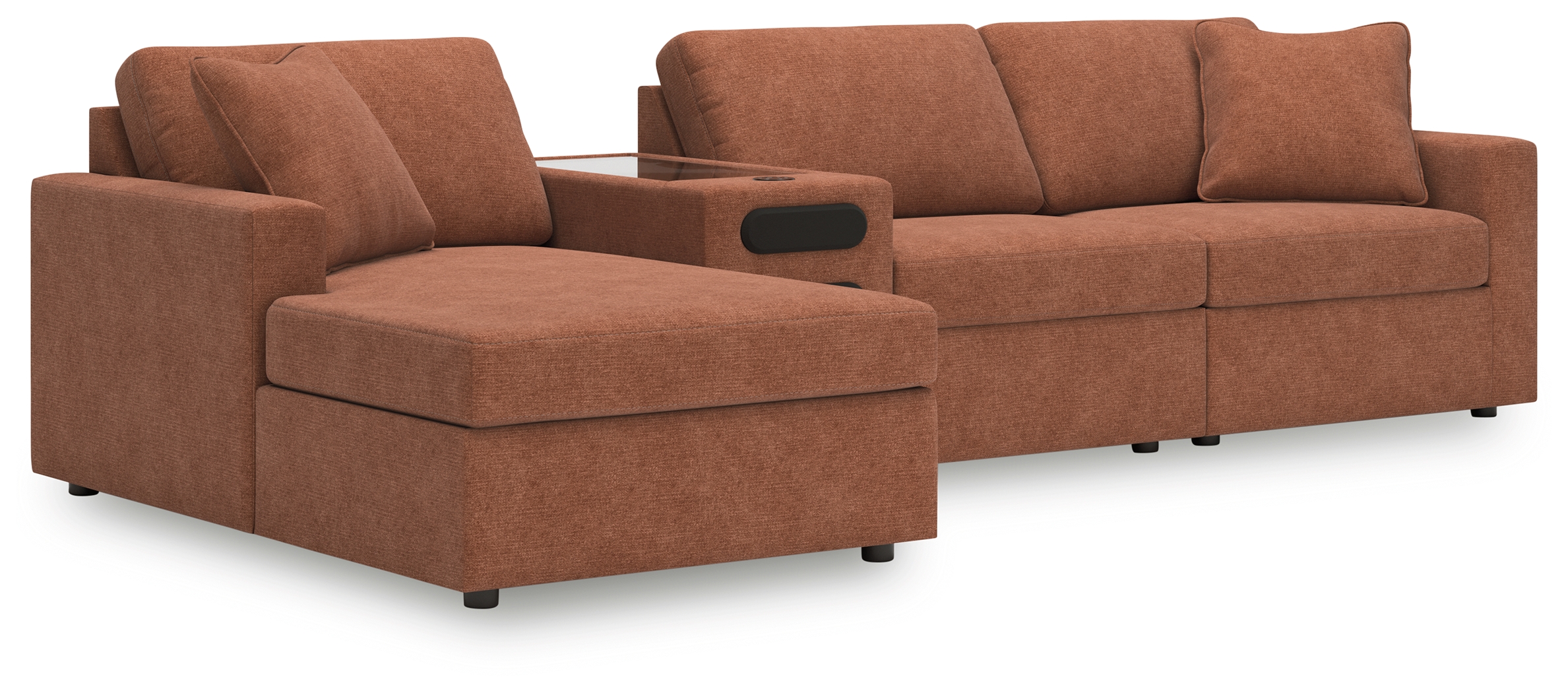 Modmax - 4-Piece Sectional With Laf Corner Chaise And Audio System Console - Spice