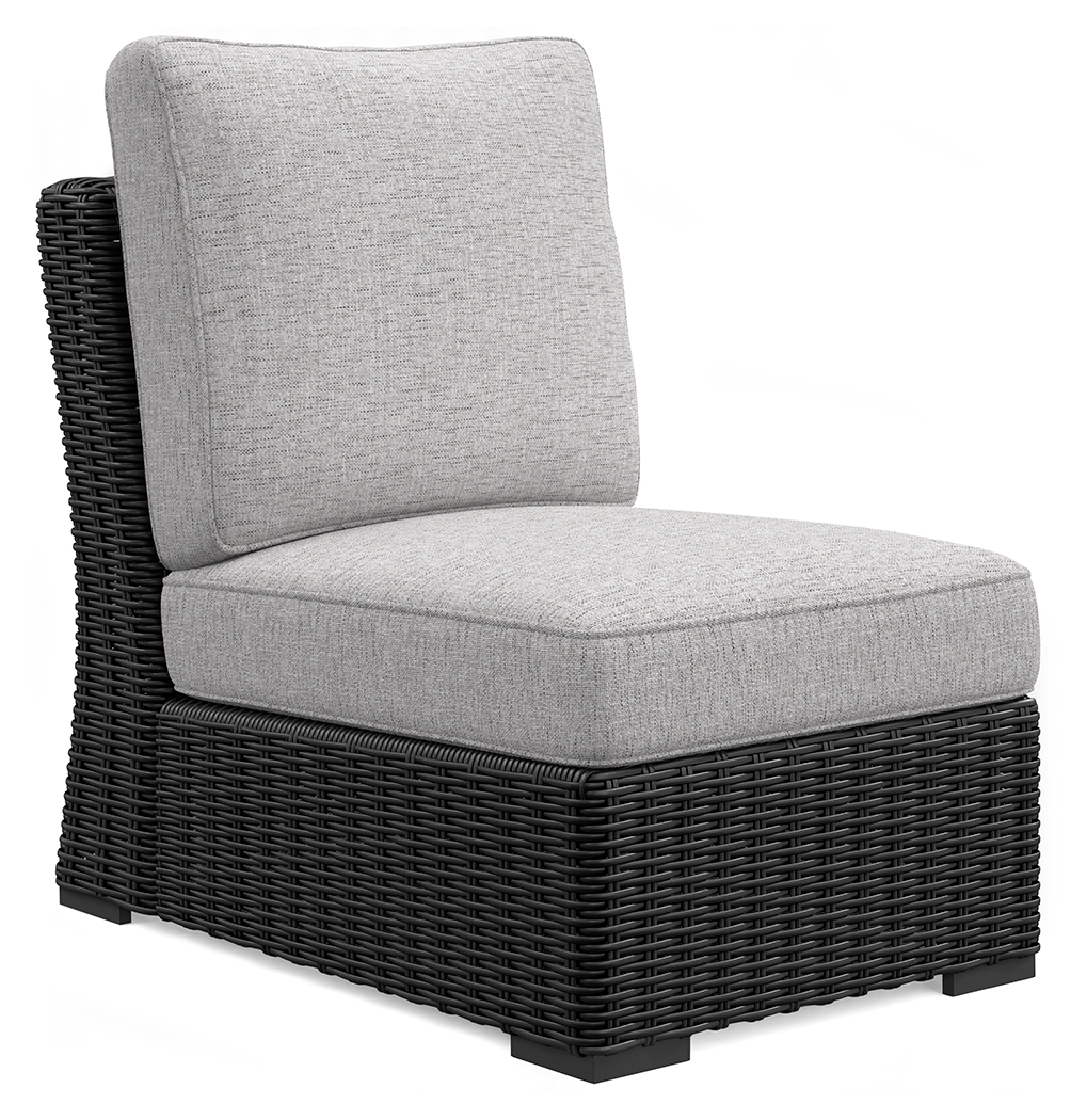 Beachcroft - Armless Chair With Cushion - Black / Light Gray