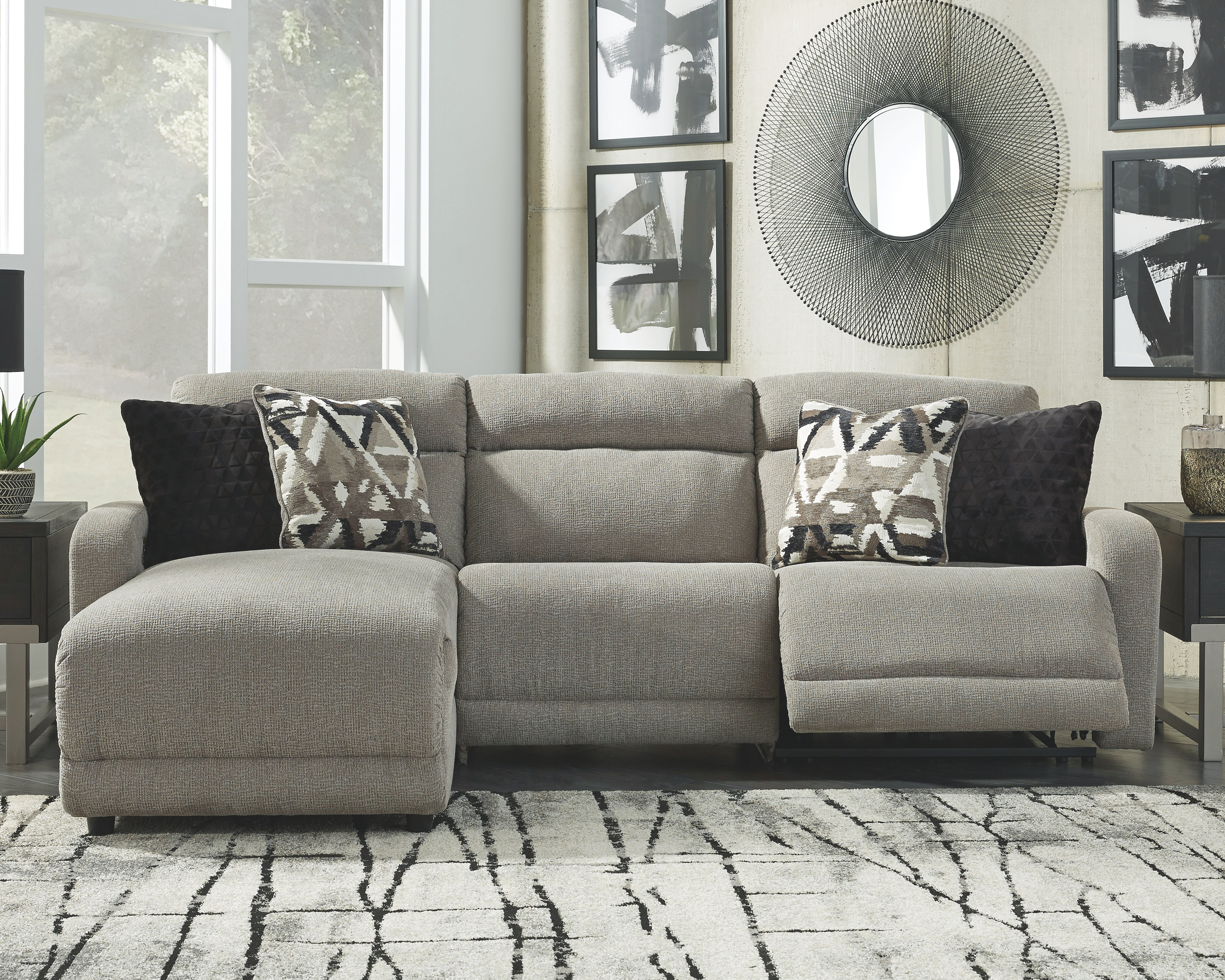 Colleyville - Left Arm Facing Power Chaise 3 Pc Sectional - Stone