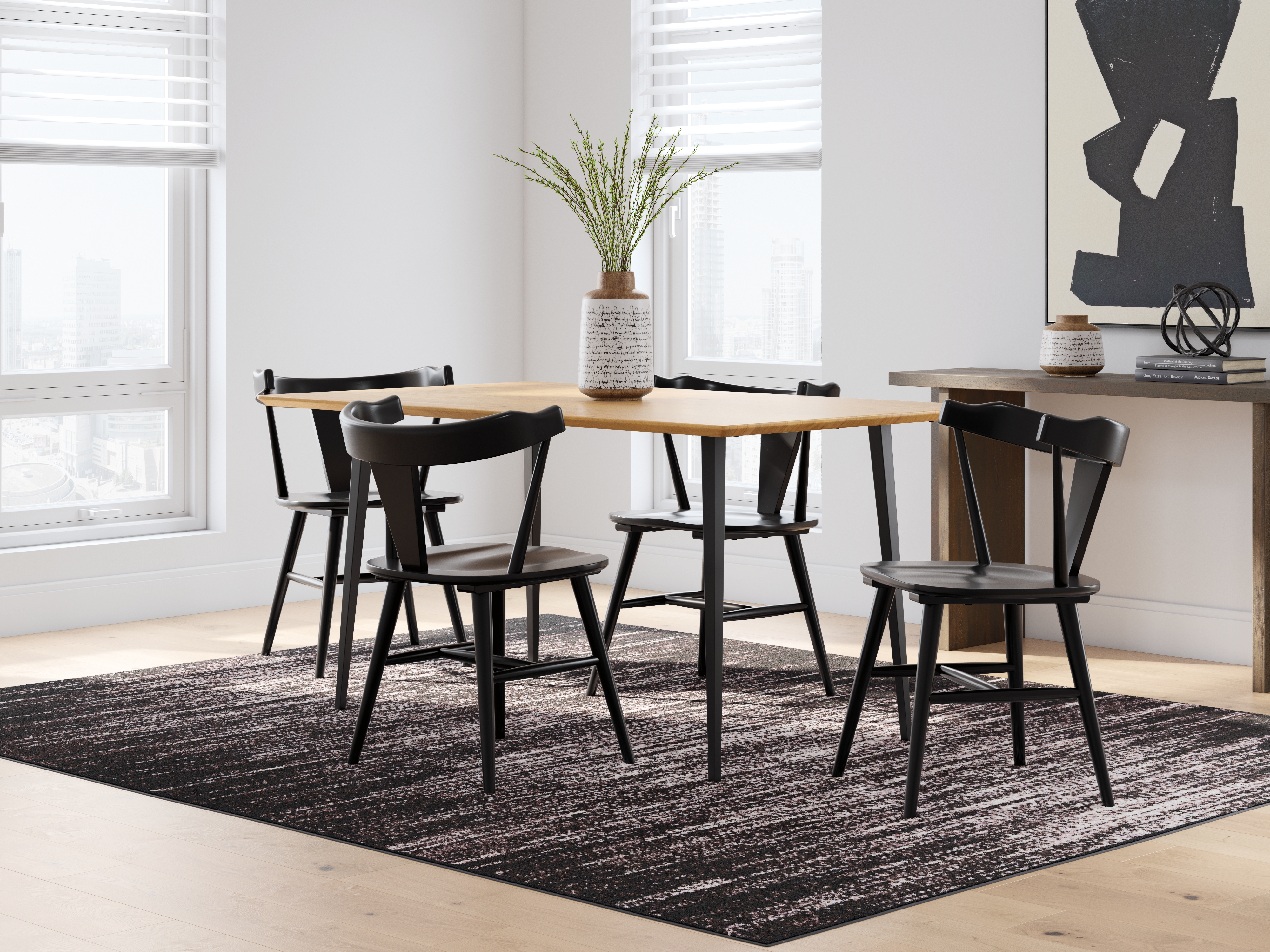Gretlynn - 5 Pc. - Dining Room Table, 4 Side Chairs - Black / Natural