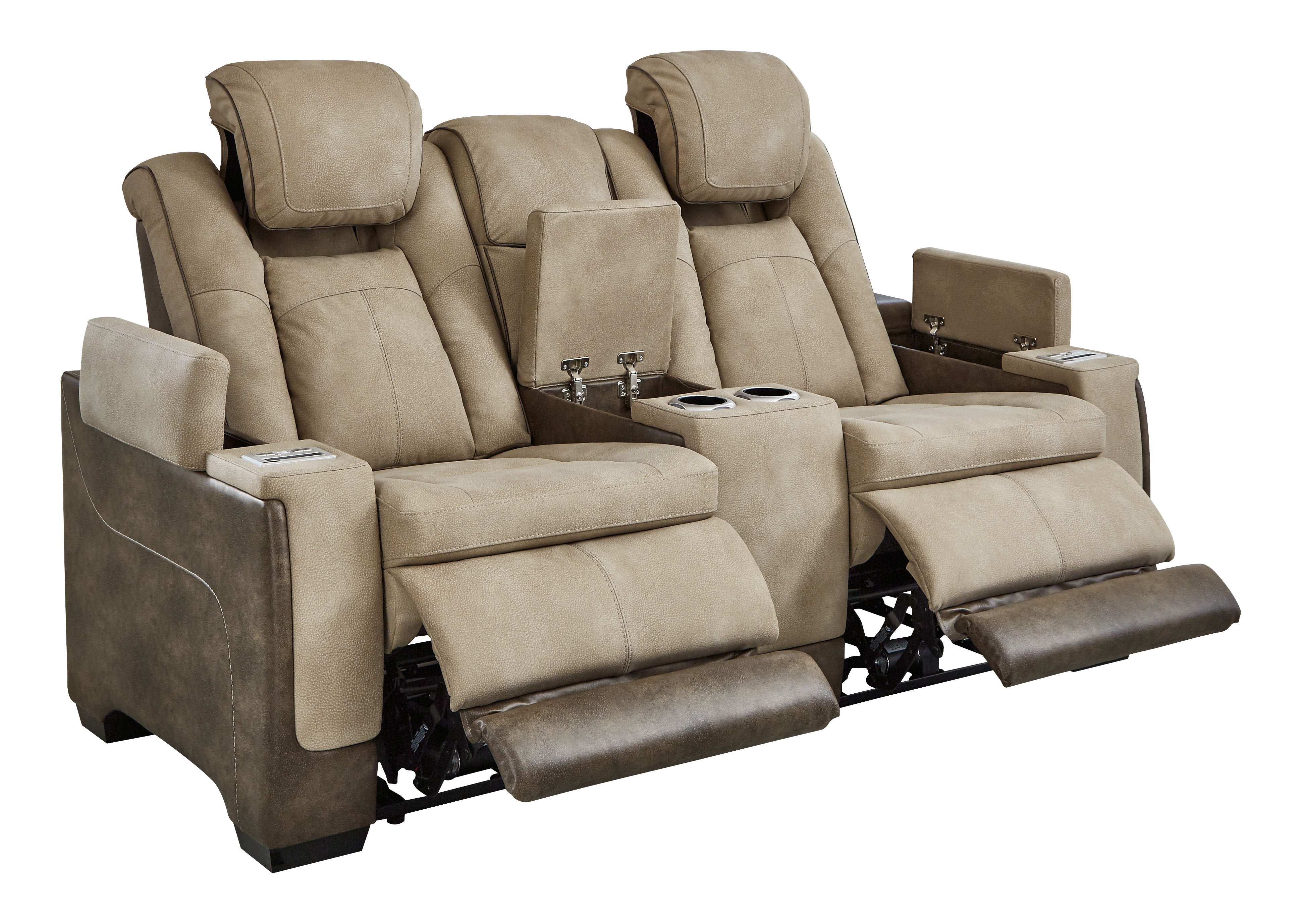 Next-Gen Durapella - Power Reclining Loveseat With Console/Adj Headrest - Sand