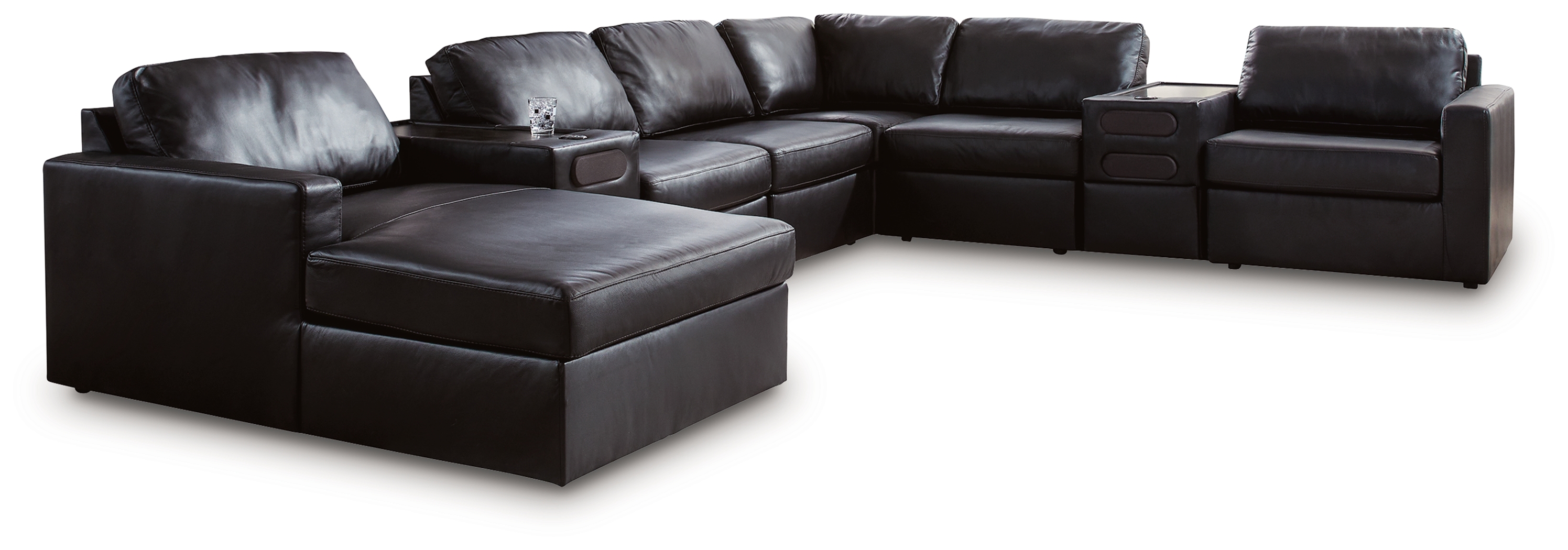 ModMax II - 8-Piece Sectional With LAF Corner Chaise And Audio Consoles - Black