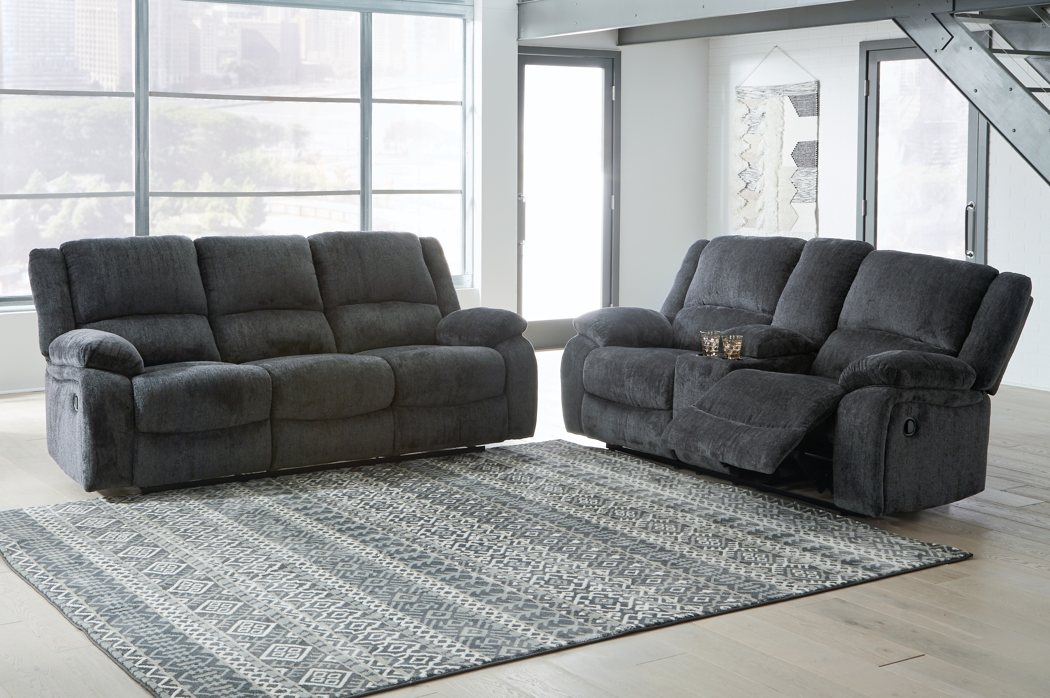 Draycoll - 2 Pc. - Reclining Sofa, Loveseat - Dark Gray