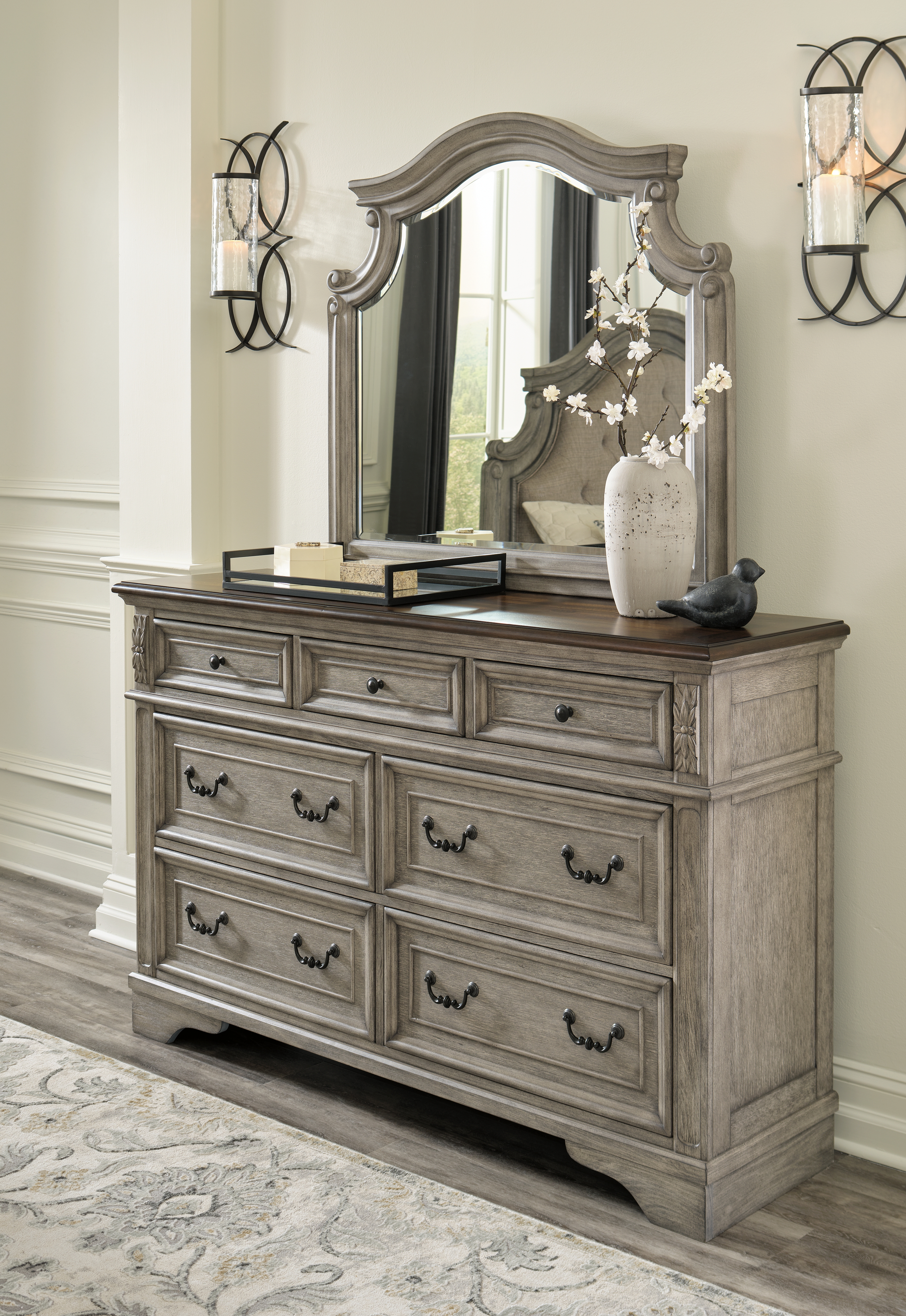 Lodenbay - Dresser, Mirror - Antique Gray