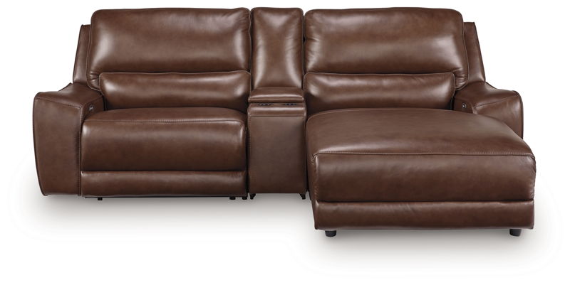 DeepWakes - 3-Piece Power Reclining Sectional With RAF Press Back Power Chaise And Storage Console - Canyon