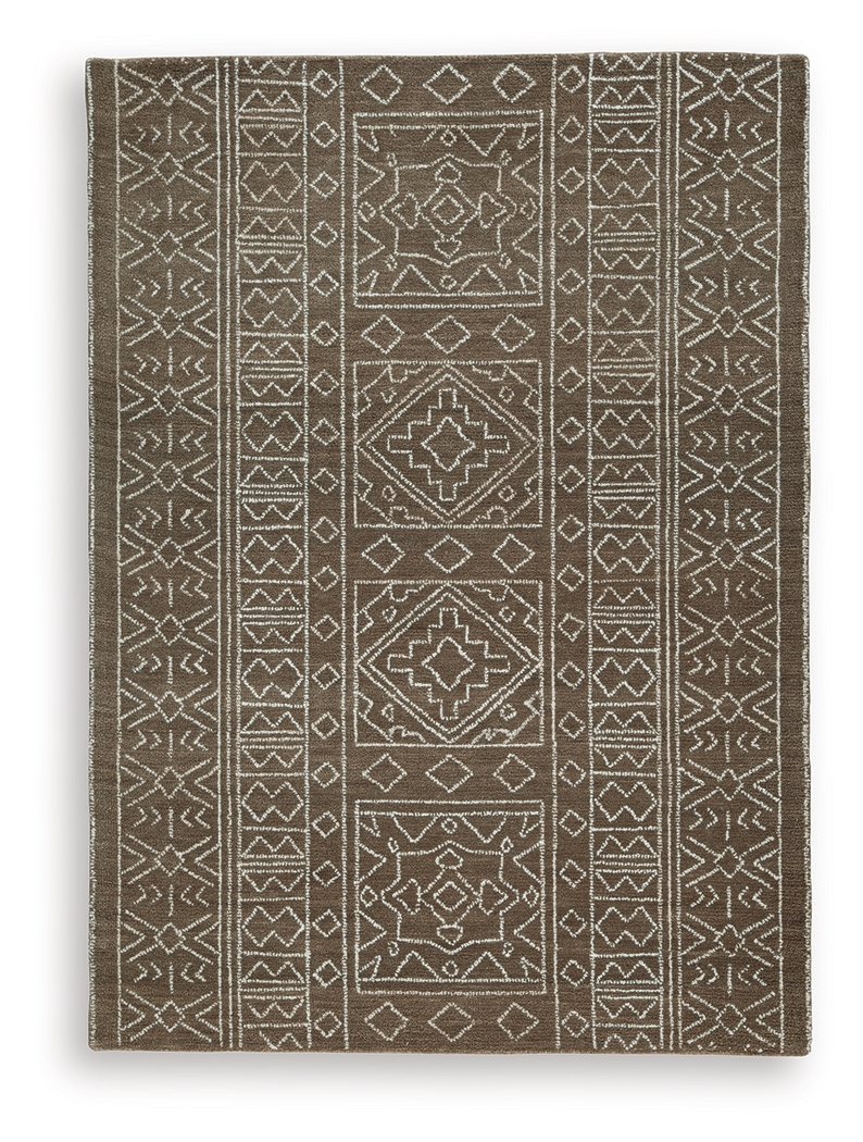 Merrittman - 5' x 7' Rug - Brown / Ivory