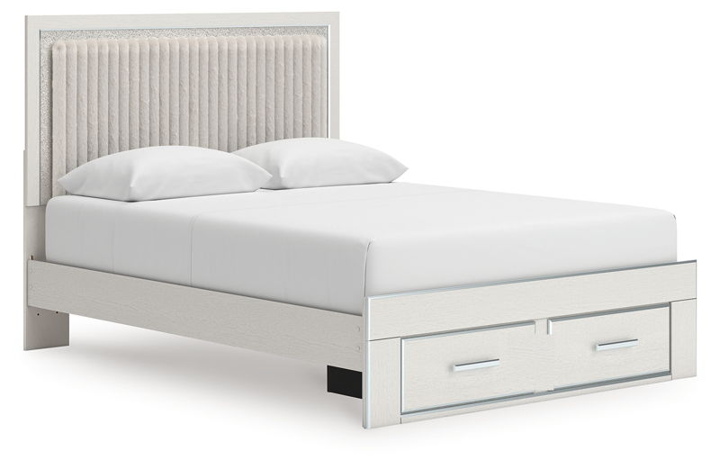 Zuraleus - Queen Upholstered Panel Platform Storage Bed - White