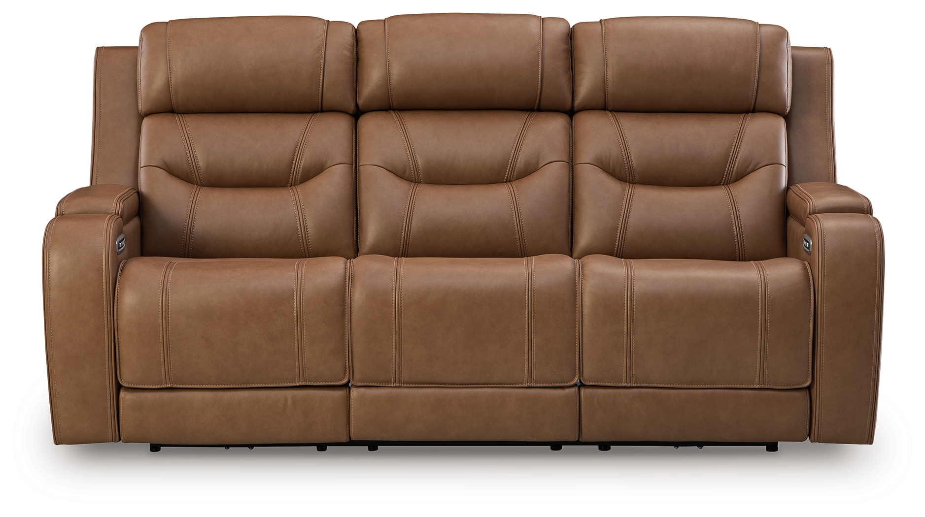 Knightington - Power Reclining Sofa With Audio Seating - Caramel